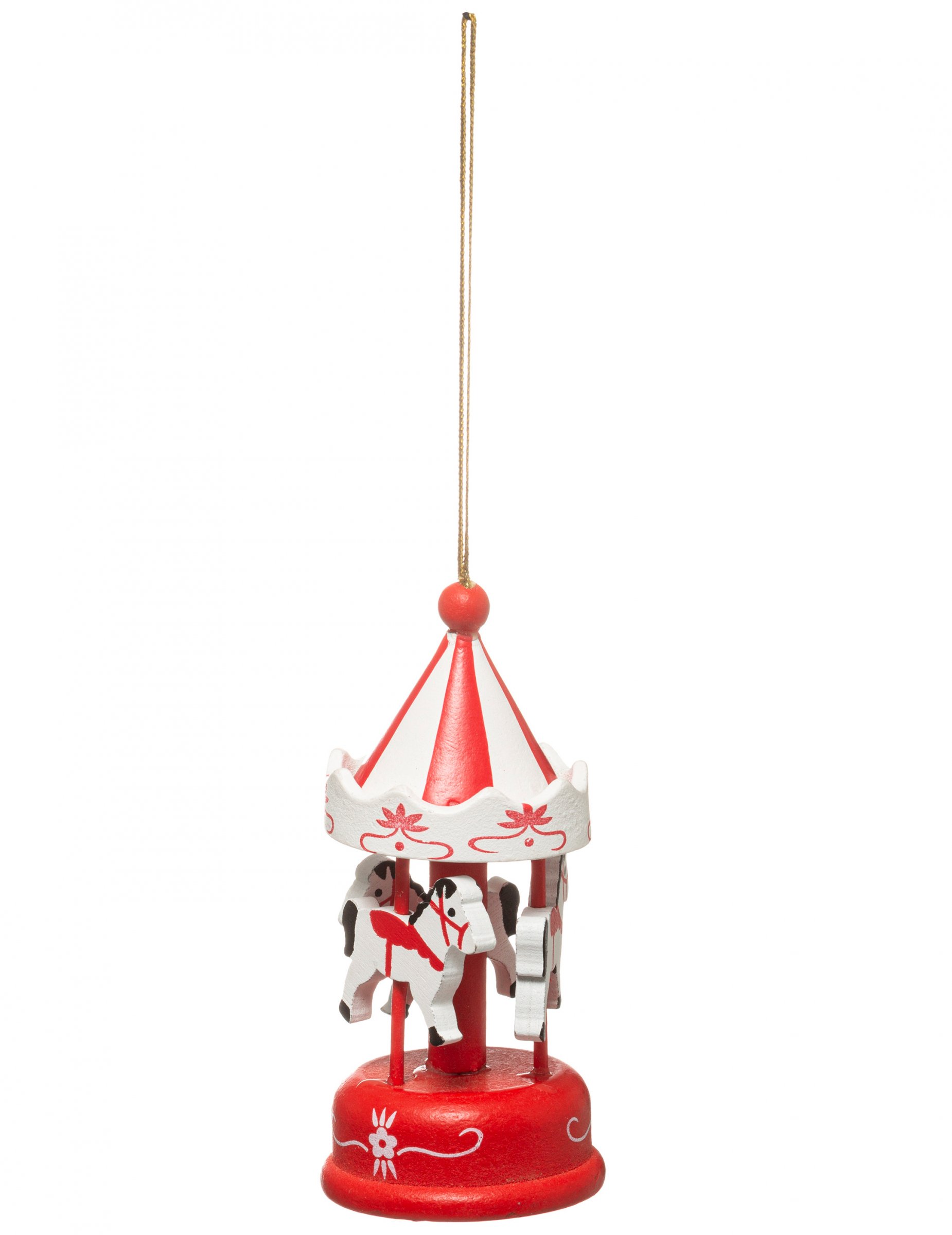 Klassisches Karussell Christbaumschmuck für Weihnachten rot-weiß 9 cm