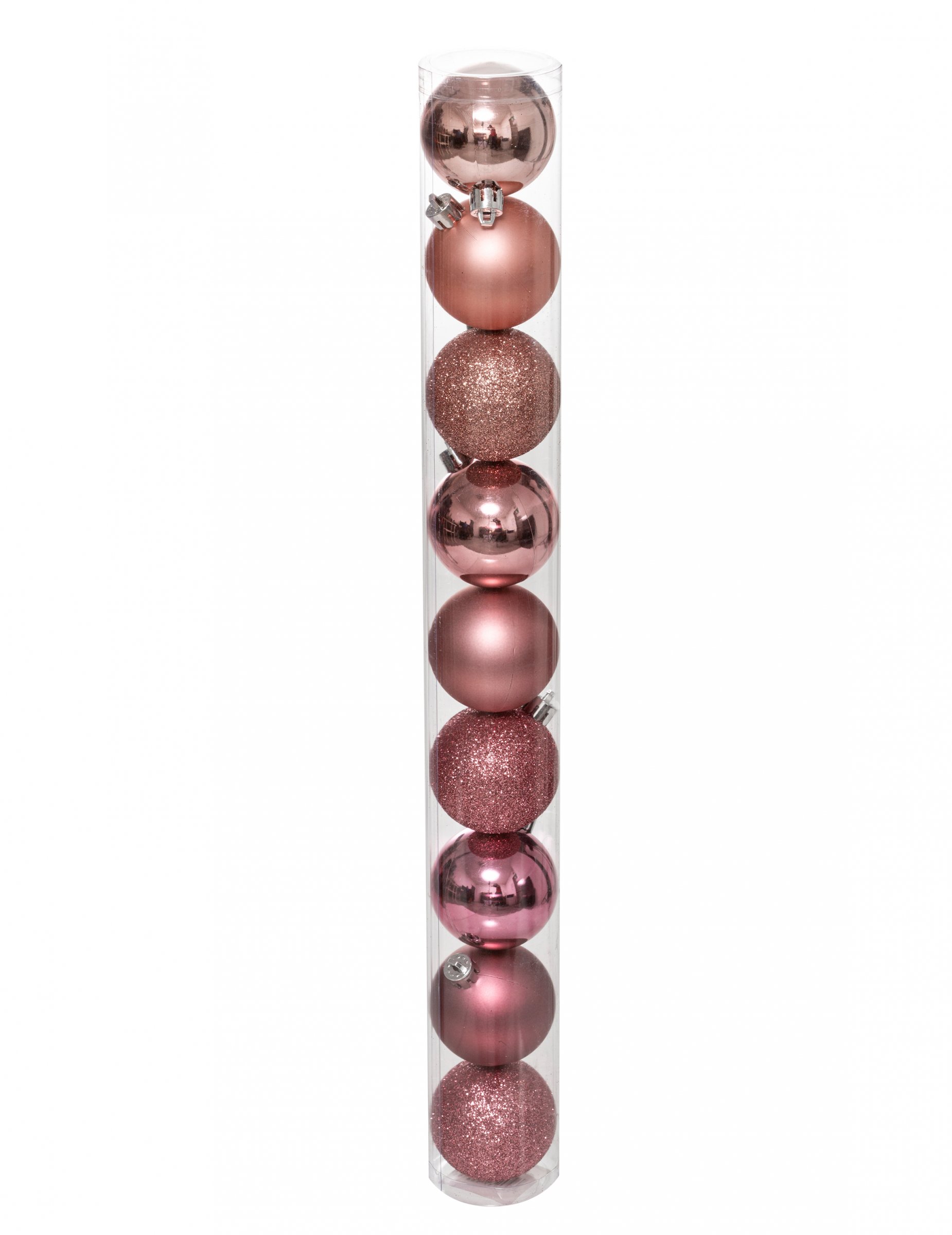 Kleine Christbaumkugeln 9 Stück roségold 6 cm