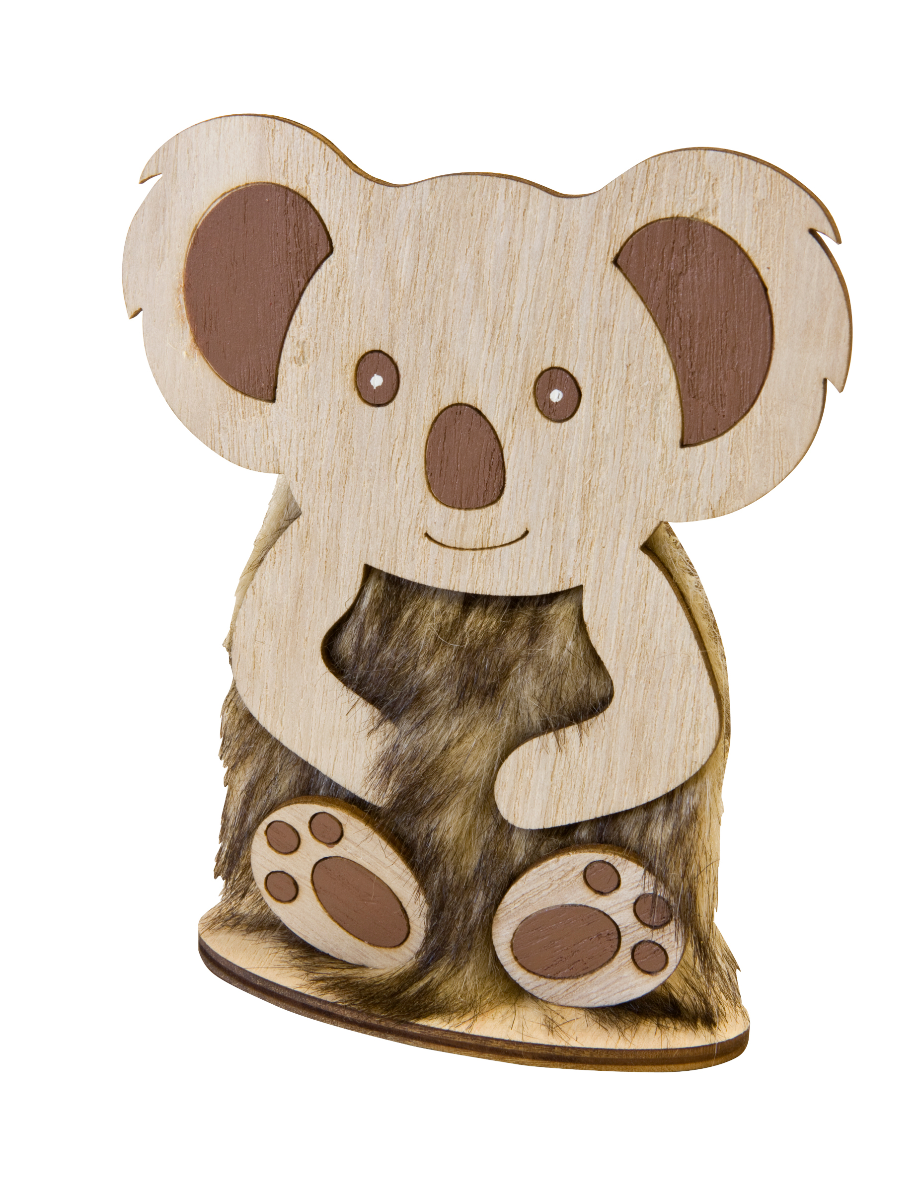 Kleine Koala-Dekoration aus Holz und Fell 15