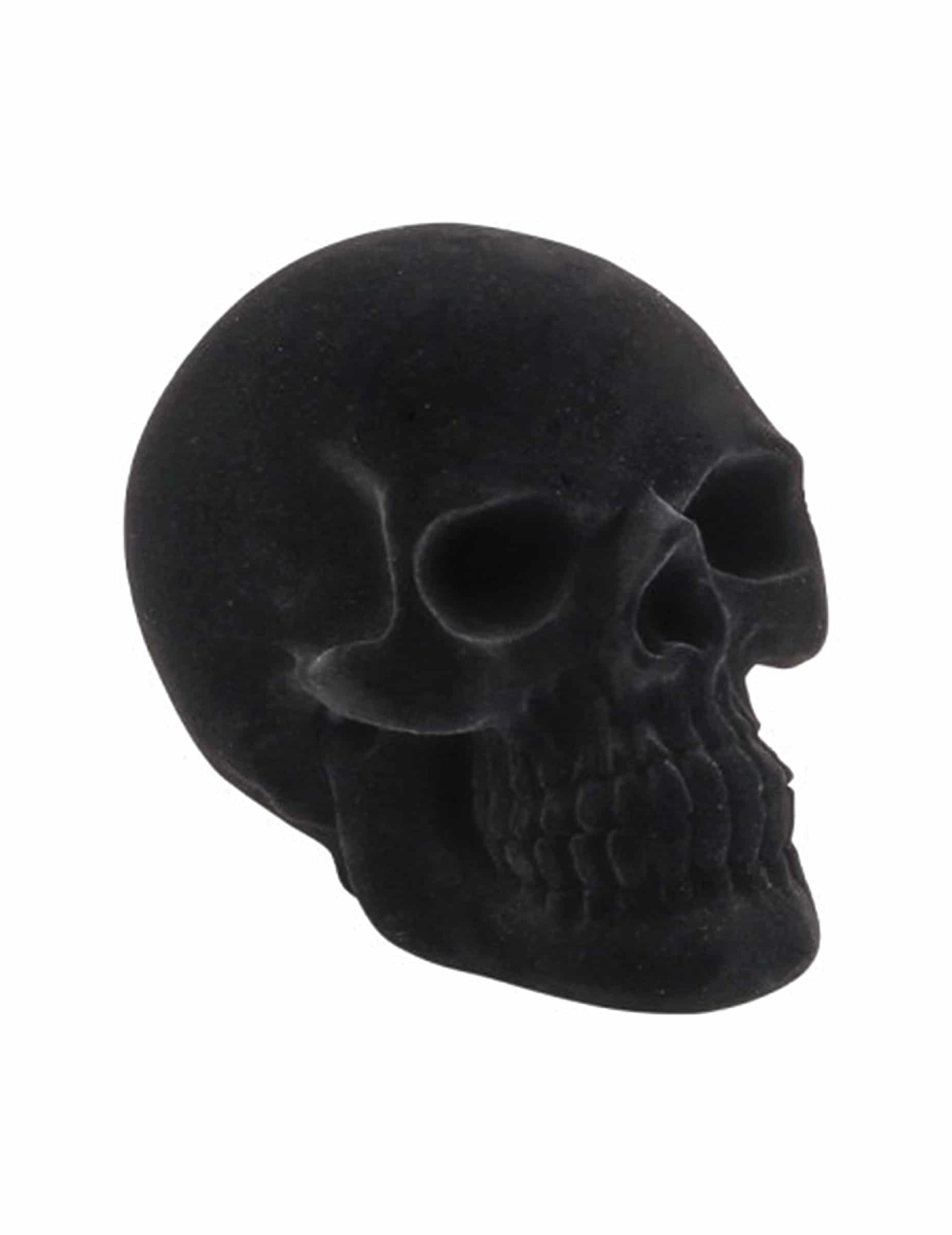 Kleiner Deko-Totenkopf aus Harz mit Samteffekt Schwarz 9