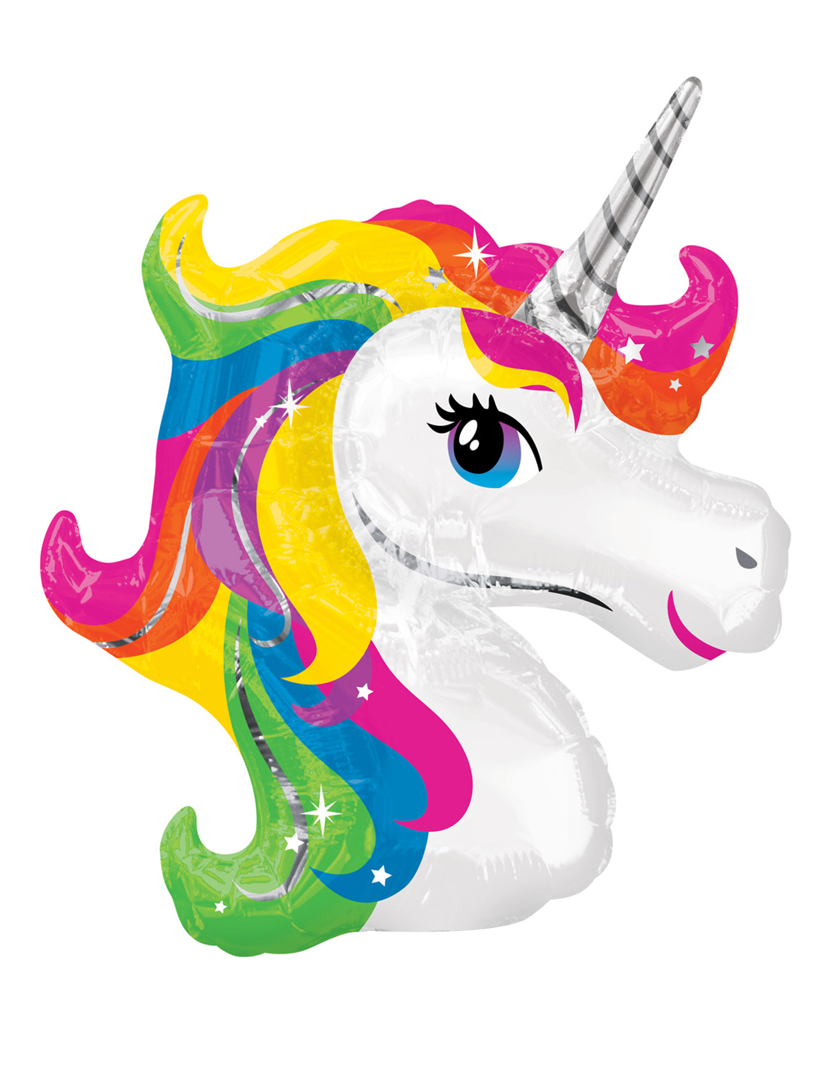 Kleiner Einhorn-Kopf Folienballon 22 x 25 cm aus Aluminium