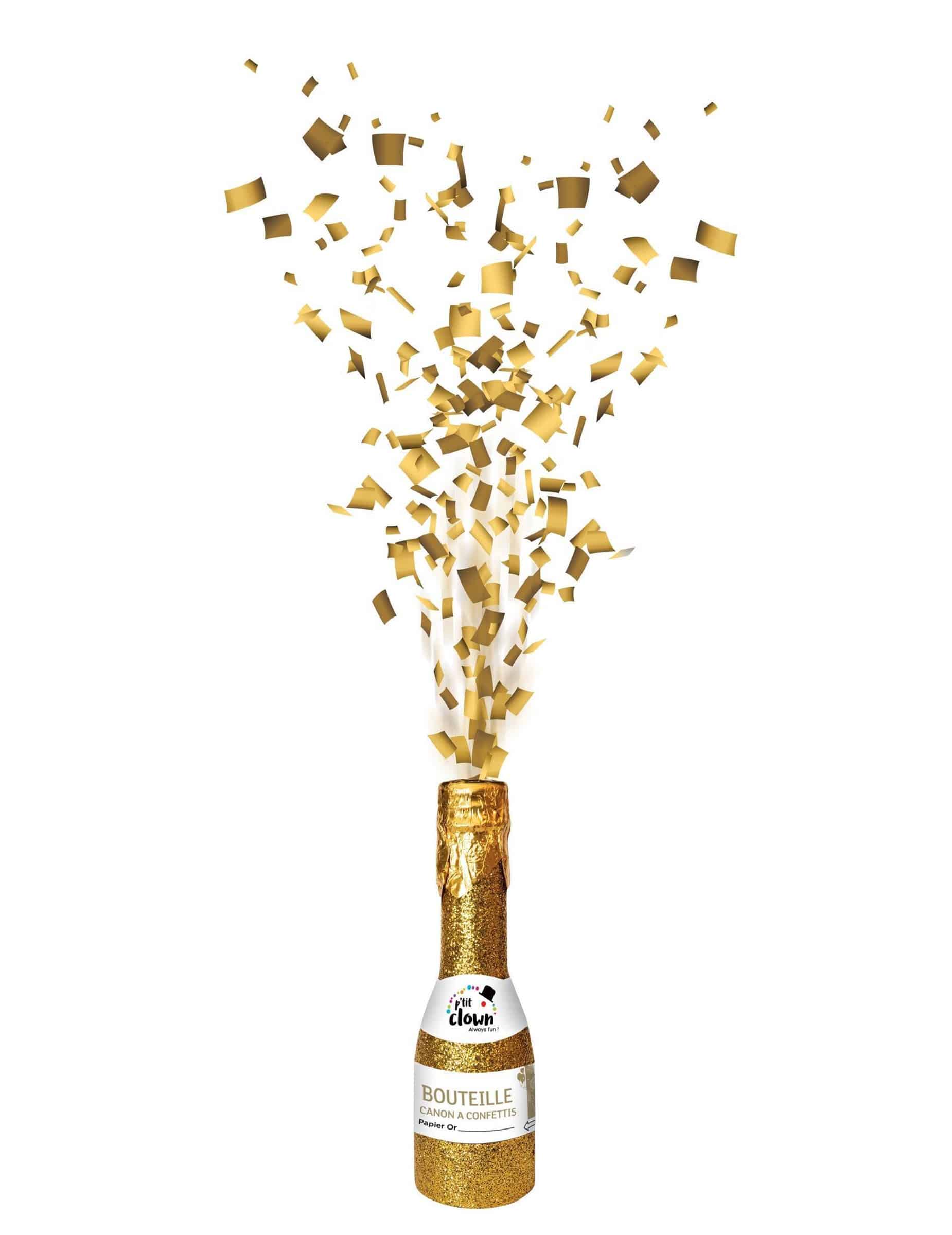 Konfetti Kanone Flasche Gold 16 cm