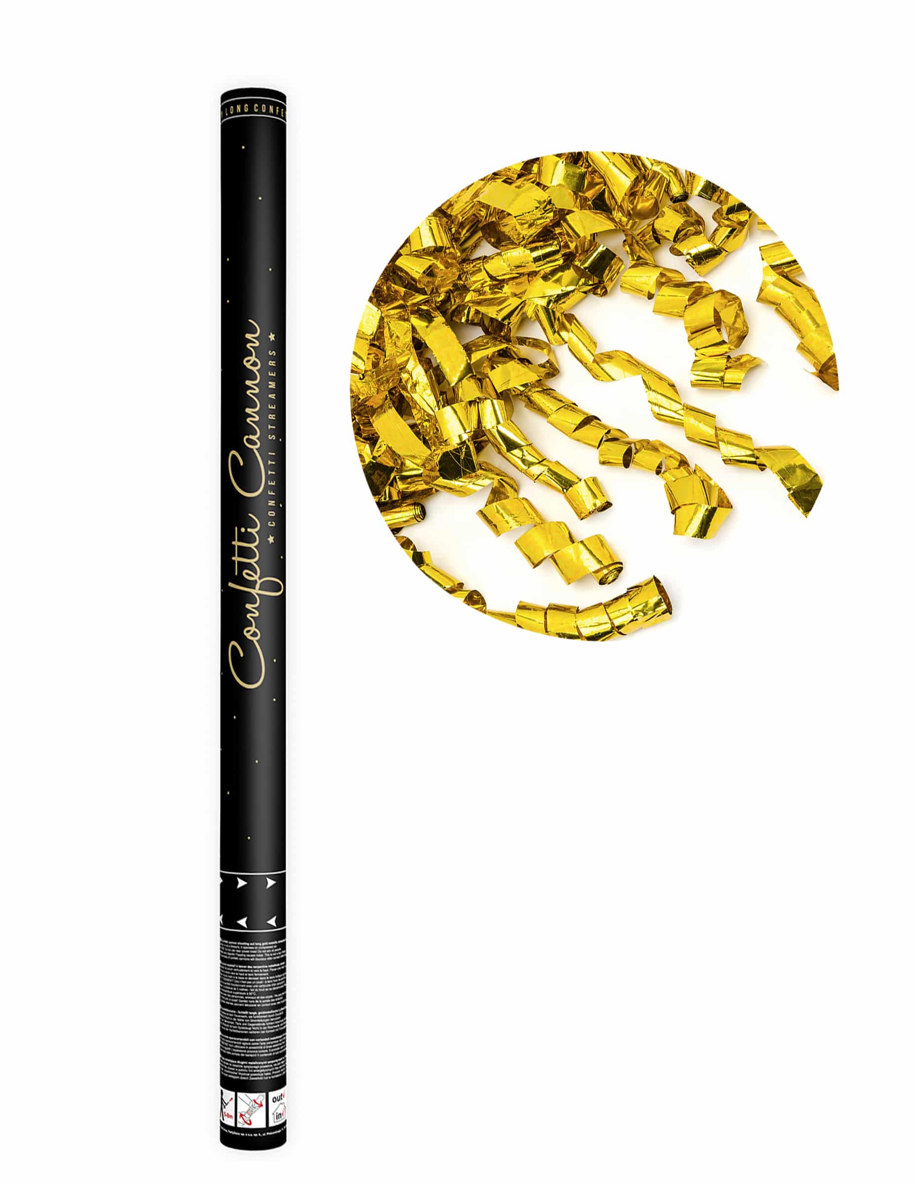Konfetti-Kanone Gold-Luftschlangen 80 cm