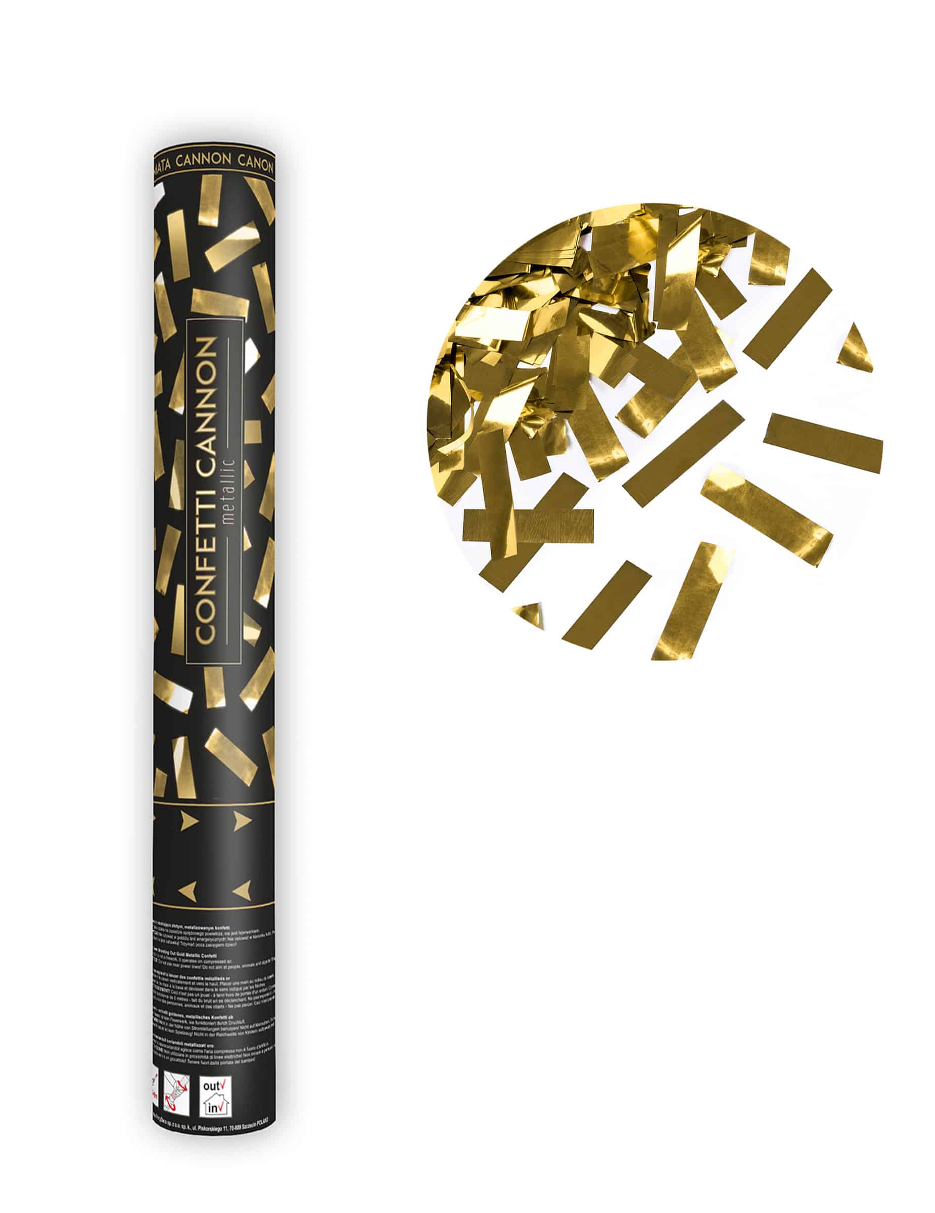 Konfetti-Kanone goldene Metallstreifen 40 cm