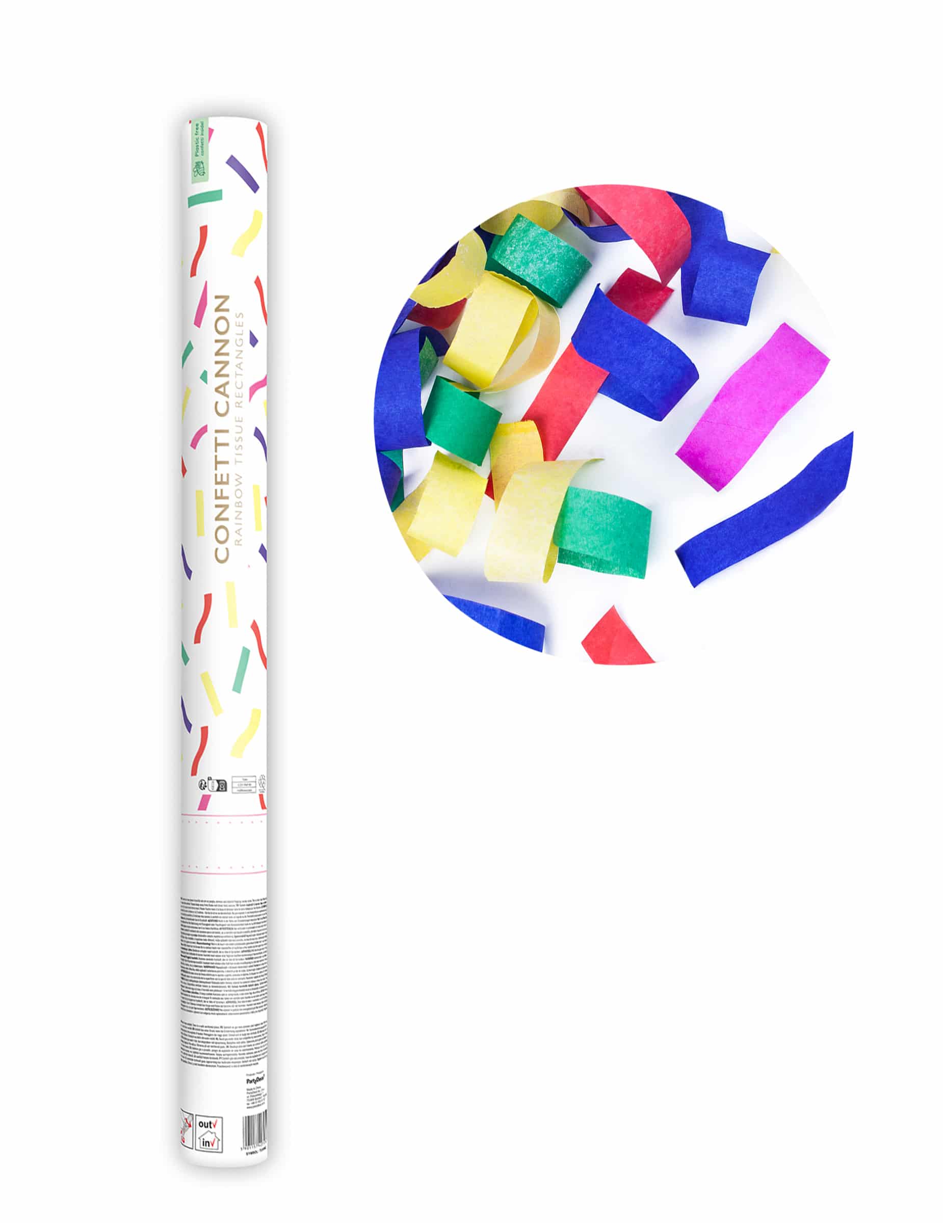 Konfetti-Kanone mit bunten Papierstreifen 60 cm