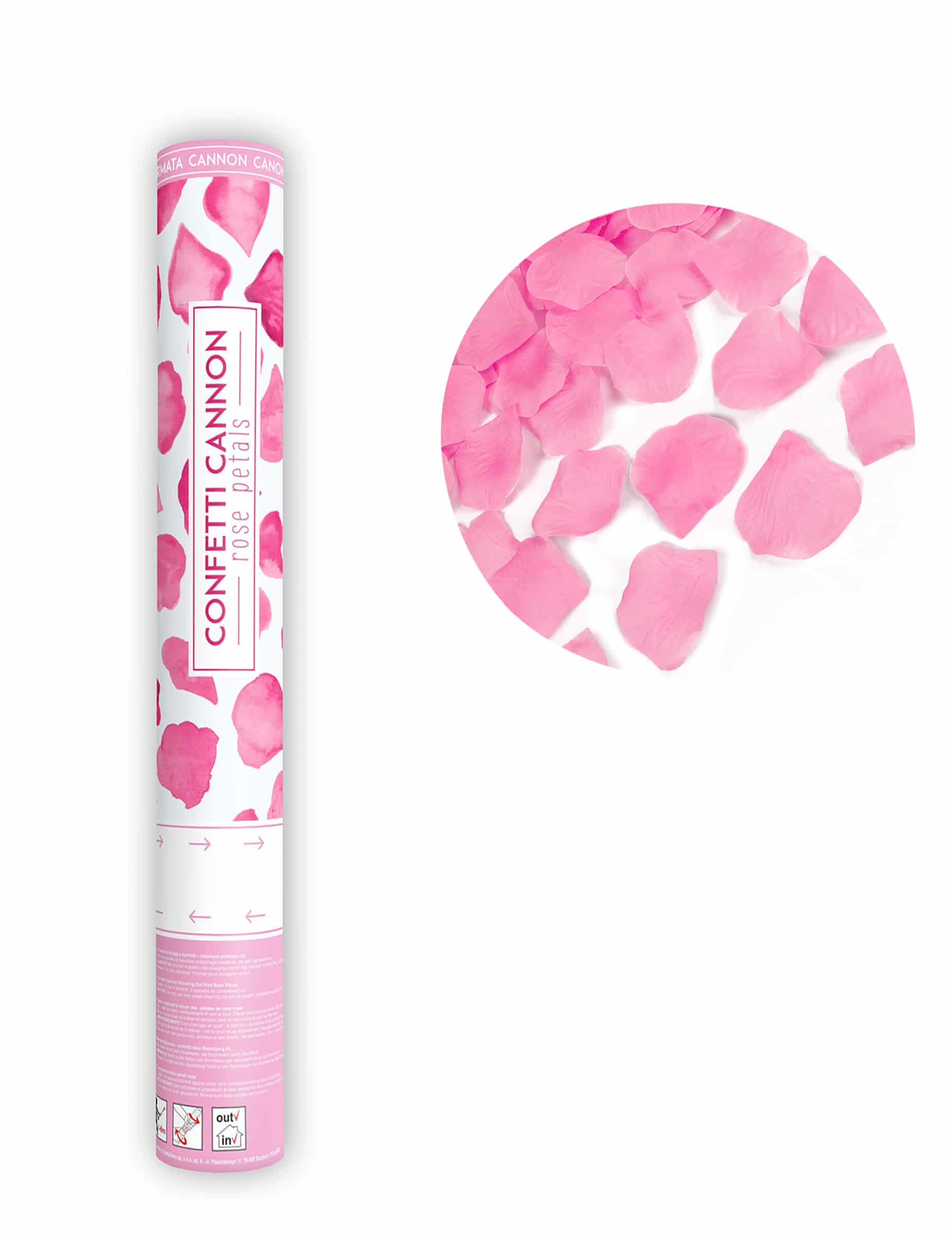 Konfetti-Kanone mit rosa Blütenblättern 40 cm