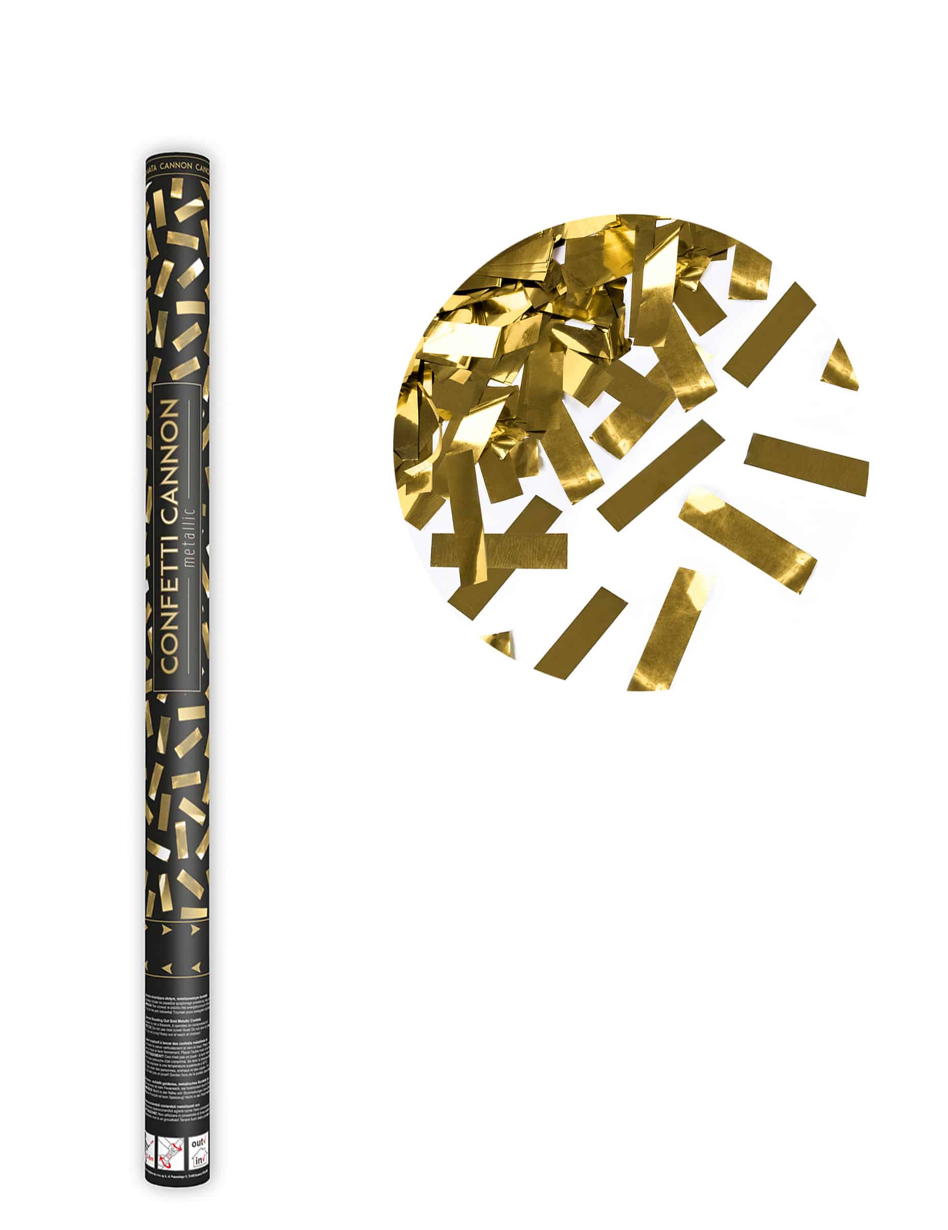 Konfettikanone goldene Metallic-Streifen 80 cm