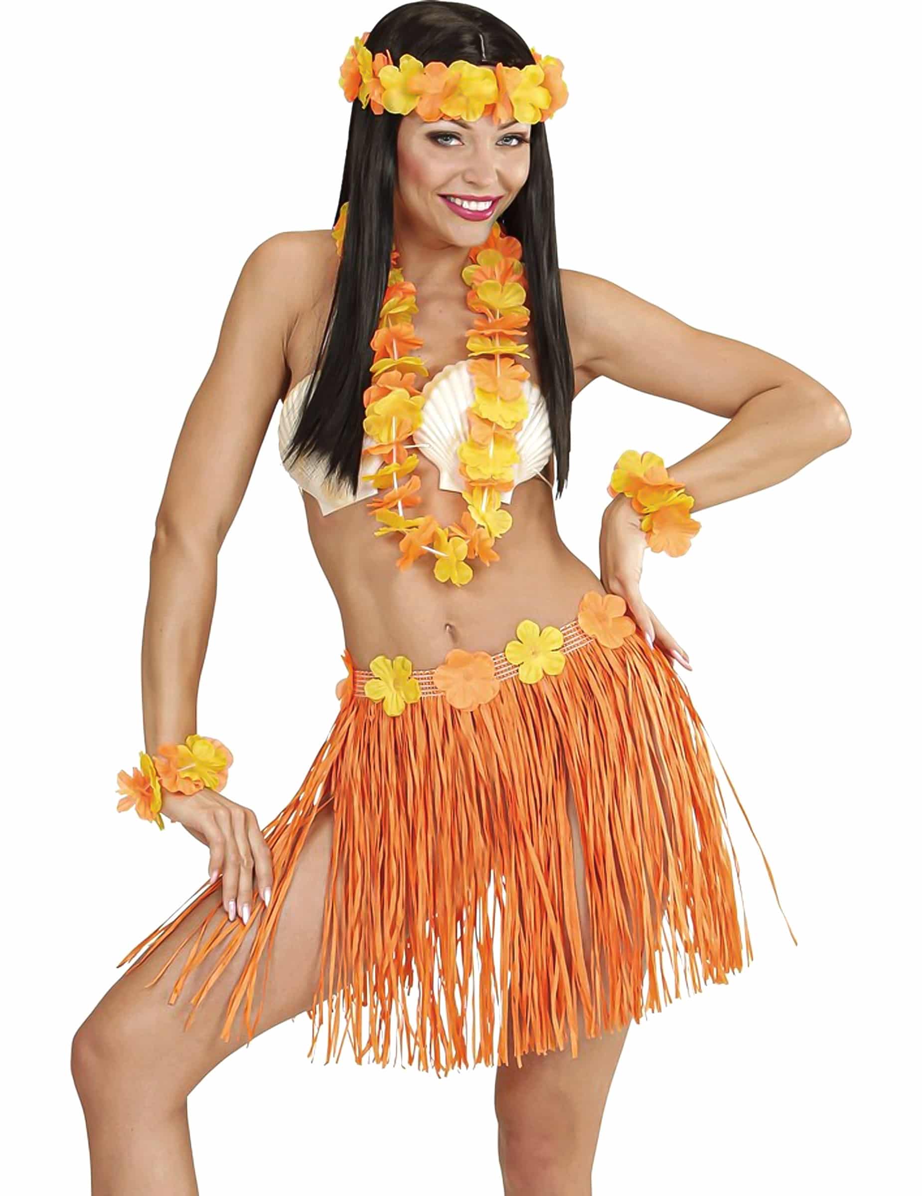Kostüm Hawaii für Damen gelb-orange