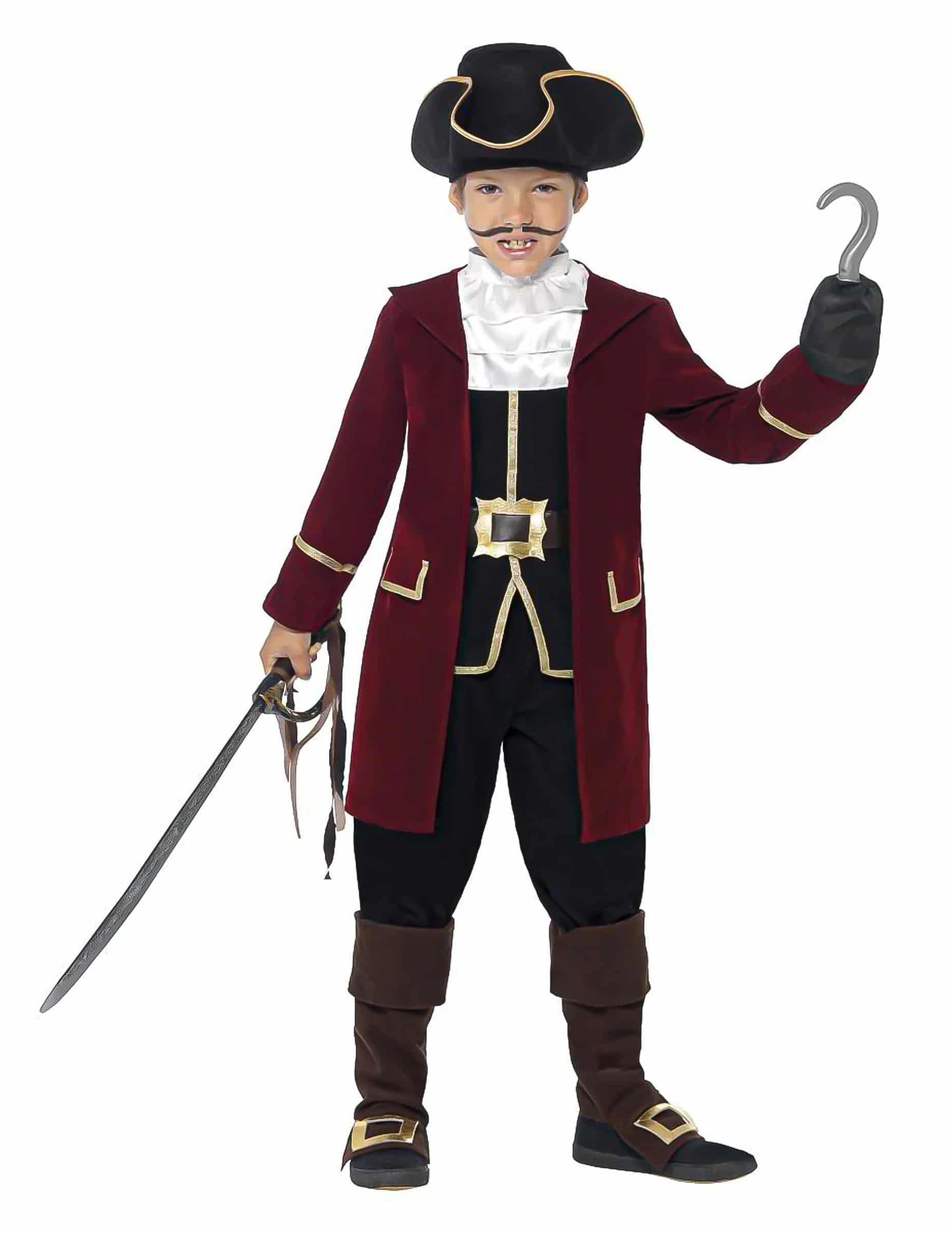 Kostüm Piratenkapitän für Jungen schwarz-bordeaux
