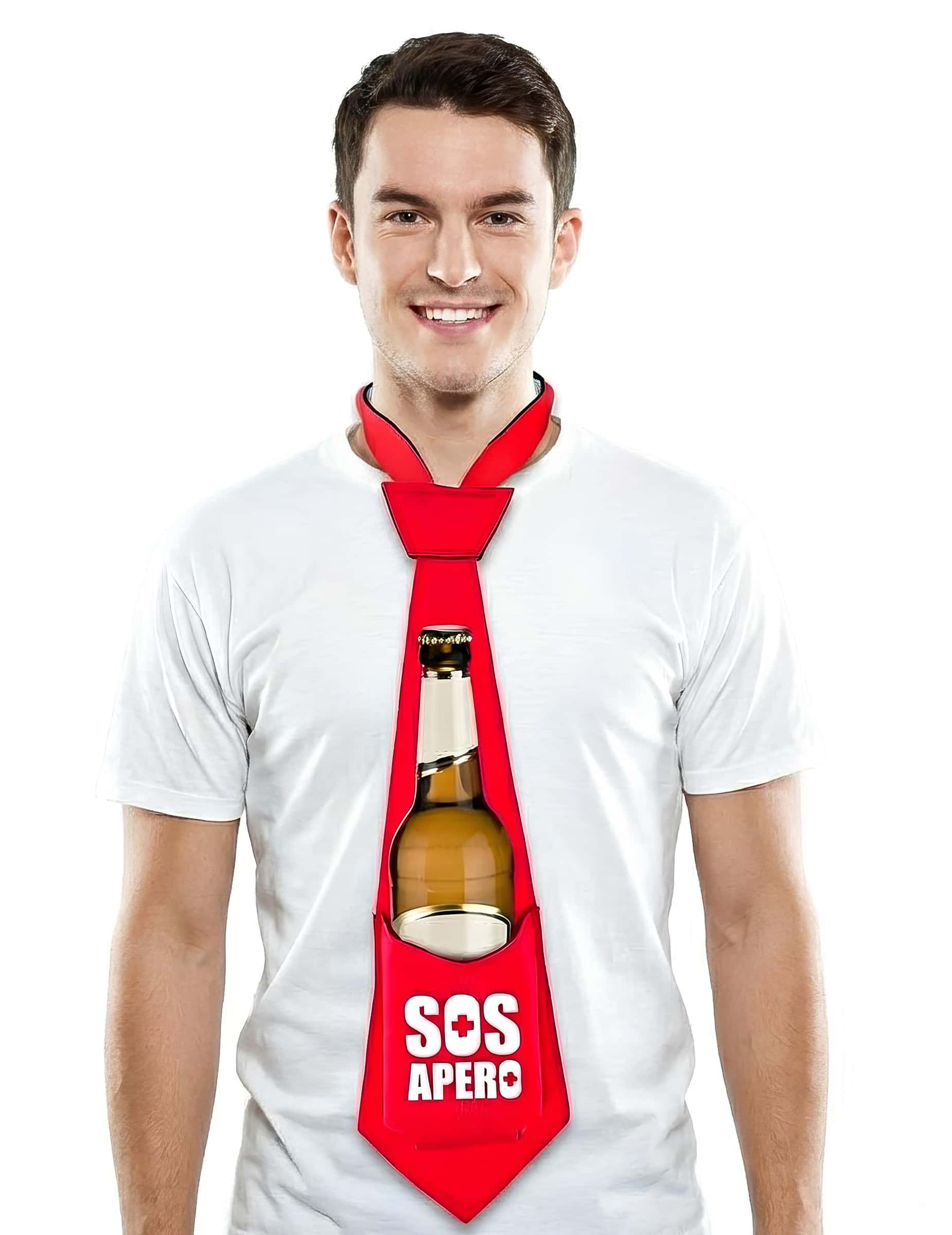 Krawatte SOS Aperitif für Erwachsene rot