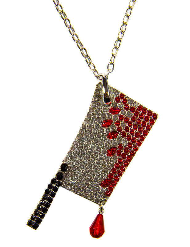 Kreepsville Gothic Halskette Hackbeil silber-rot