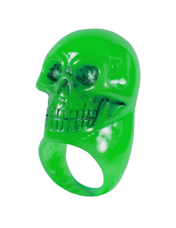 Kreepsville Gothic Ring Totenkopf grün