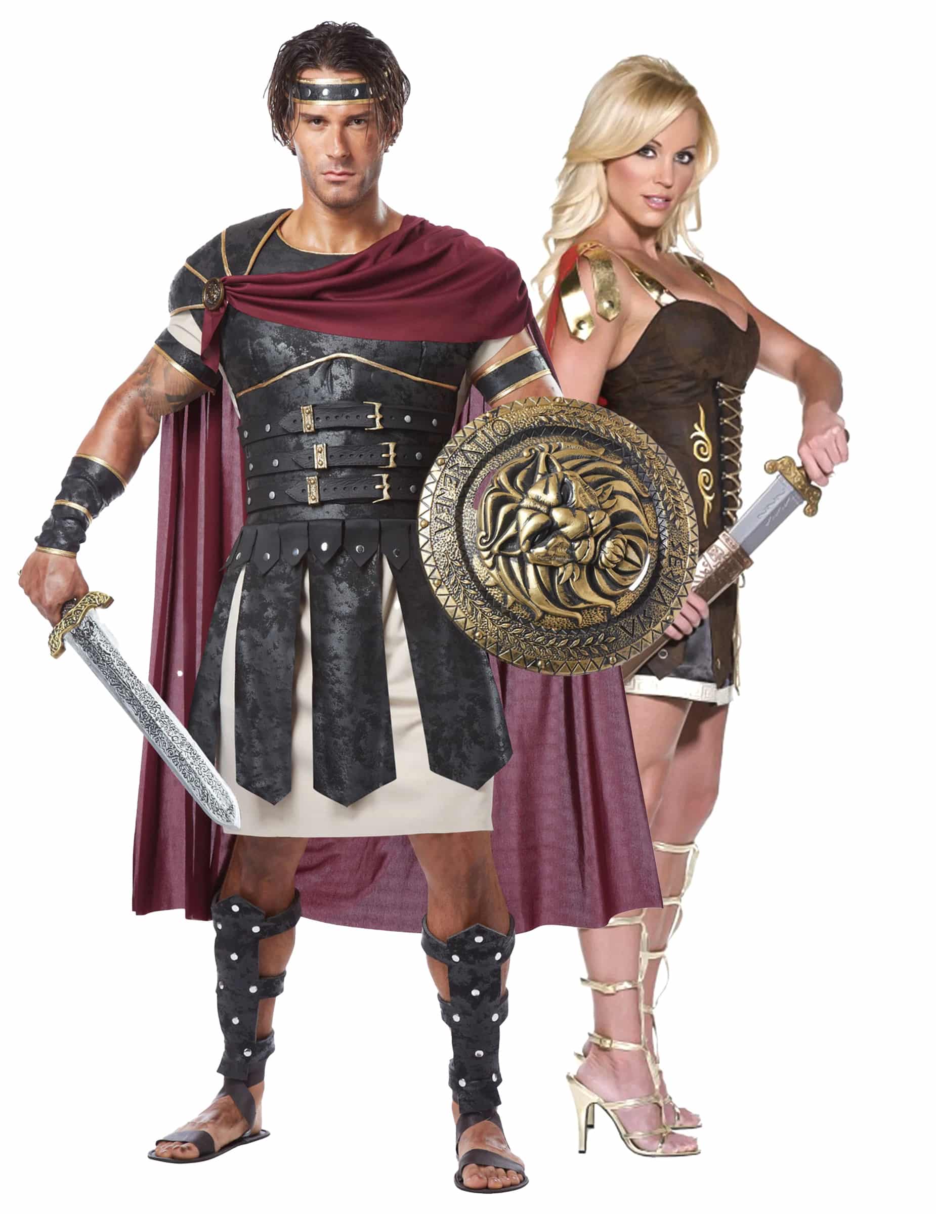 Kriegerisches Gladiator Paarkostüm schwarz braun