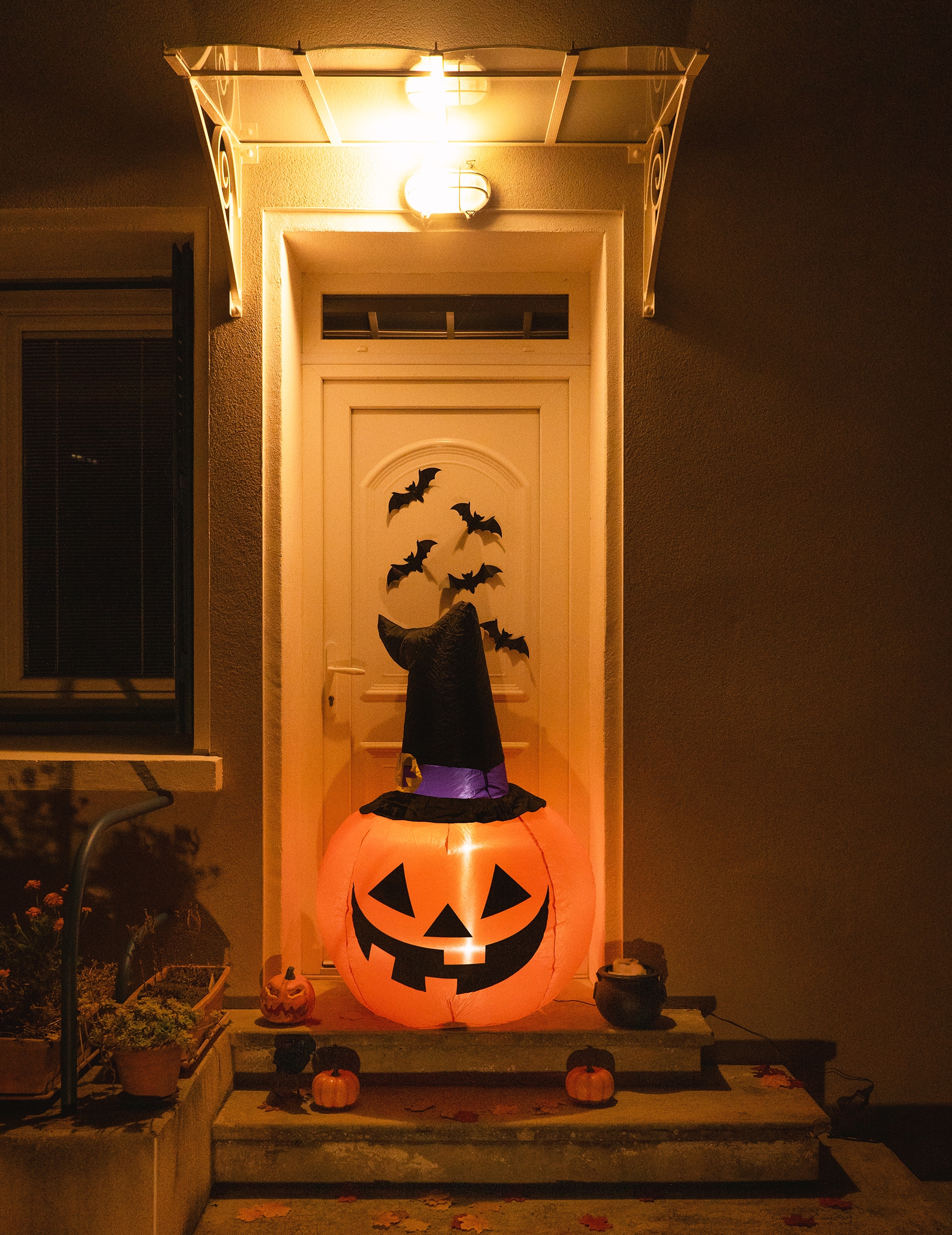 Kürbis-Deko leuchtend Halloween 120 x 70 cm orange