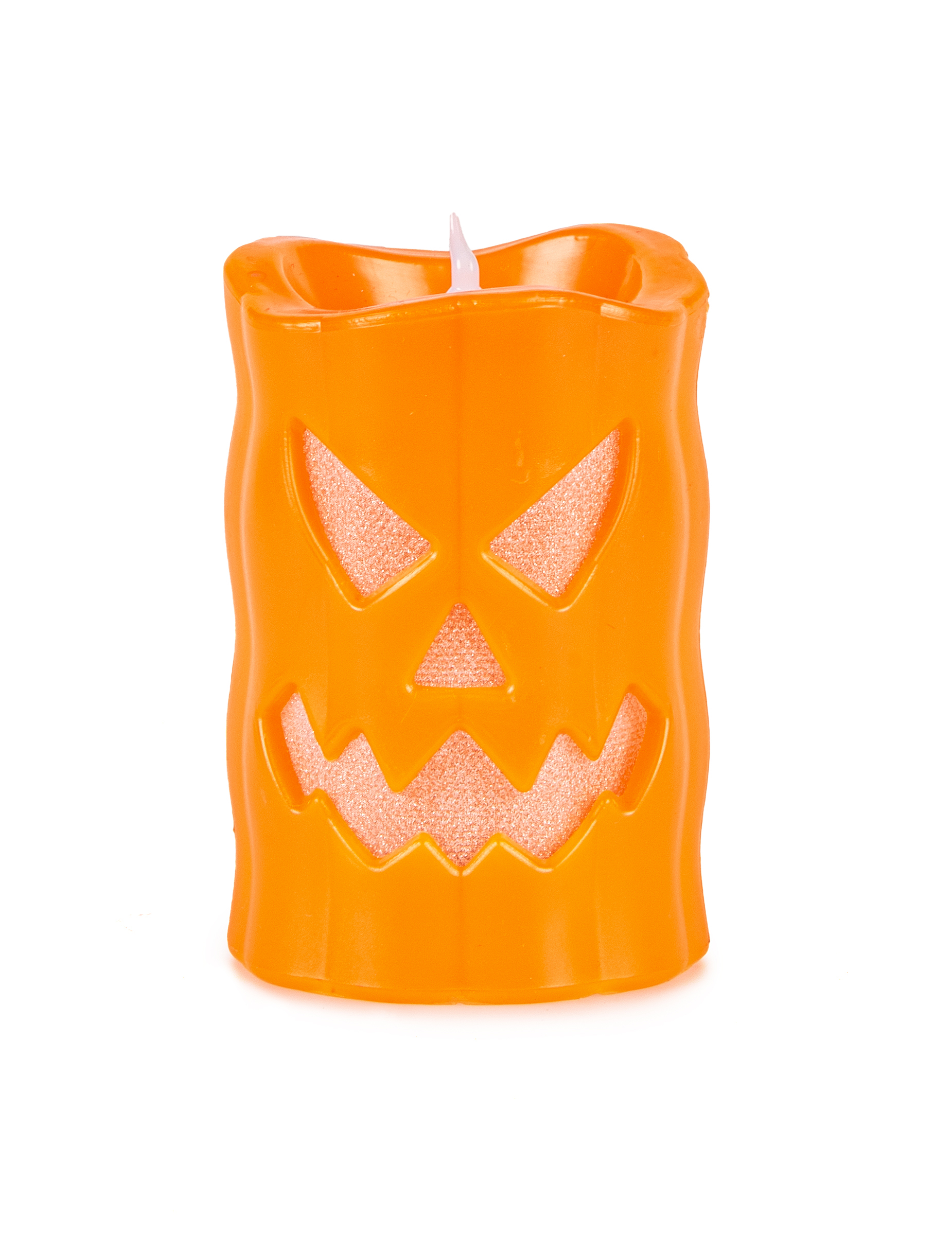 Kürbis LED-Kerze Halloween Tischdeko 10cm orange