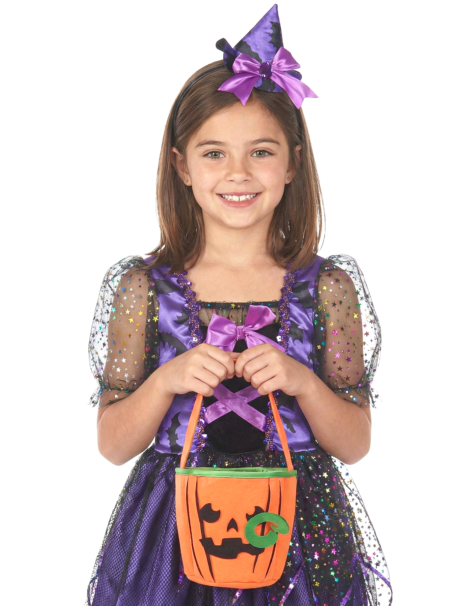 Kürbis-Tasche für Kinder Halloween-Accessoire orange-schwarz
