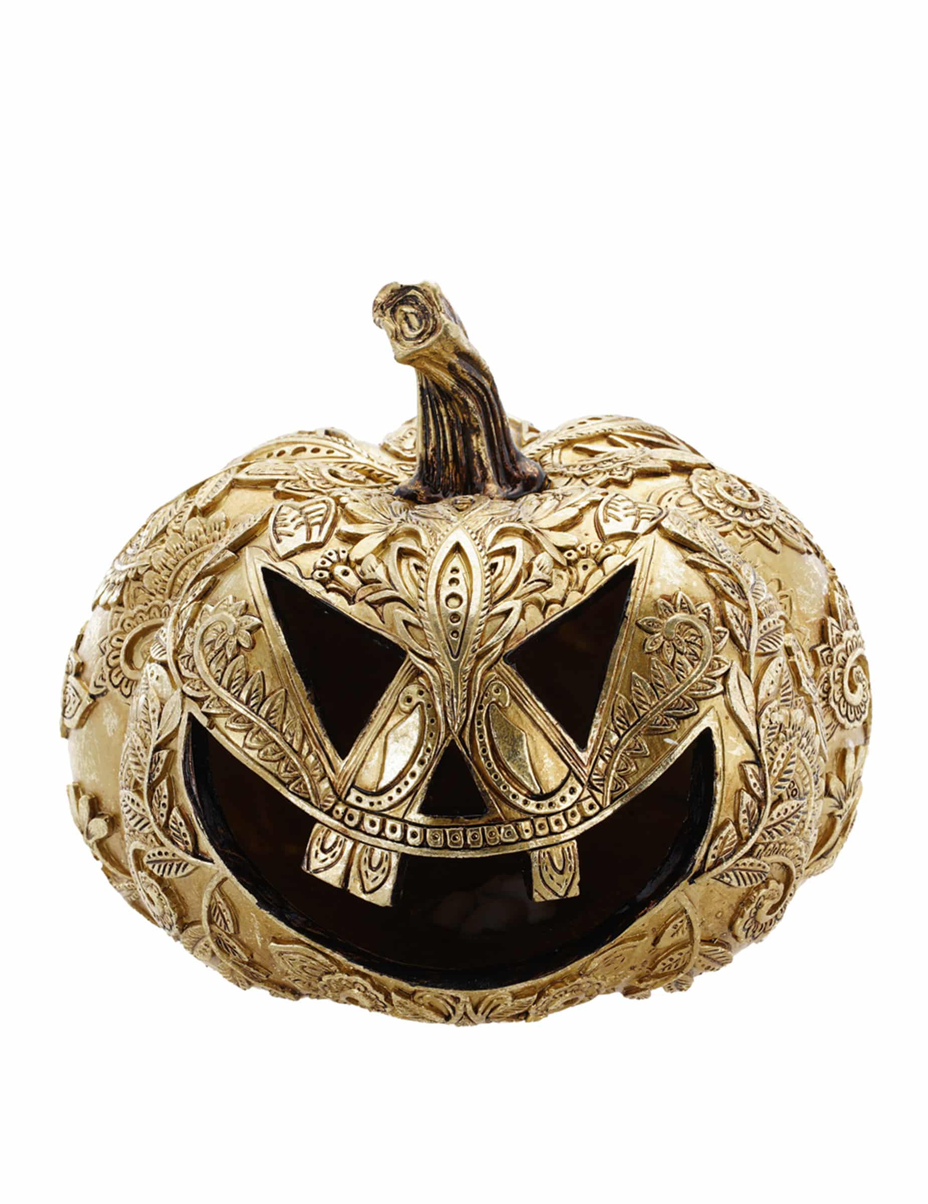 Kürbis aus Kunstharz Gold Barockstil 21 cm Halloween Deko