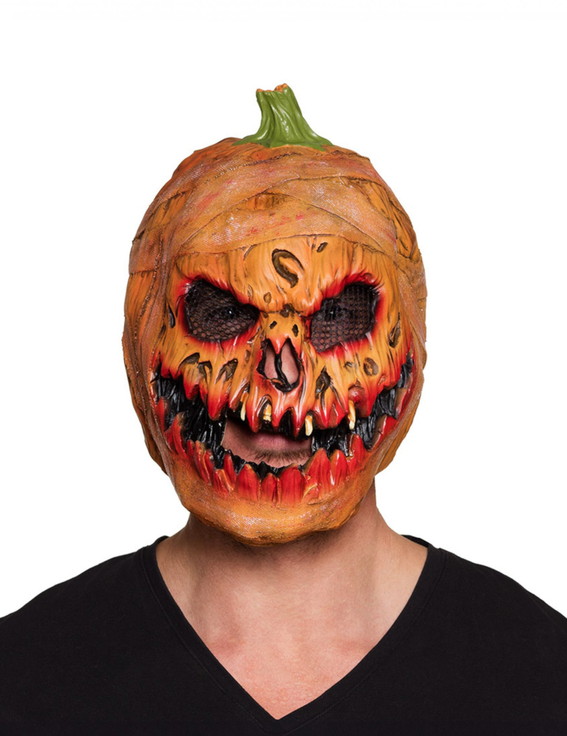 Kürbiskopfmaske für Erwachsene Halloween orange