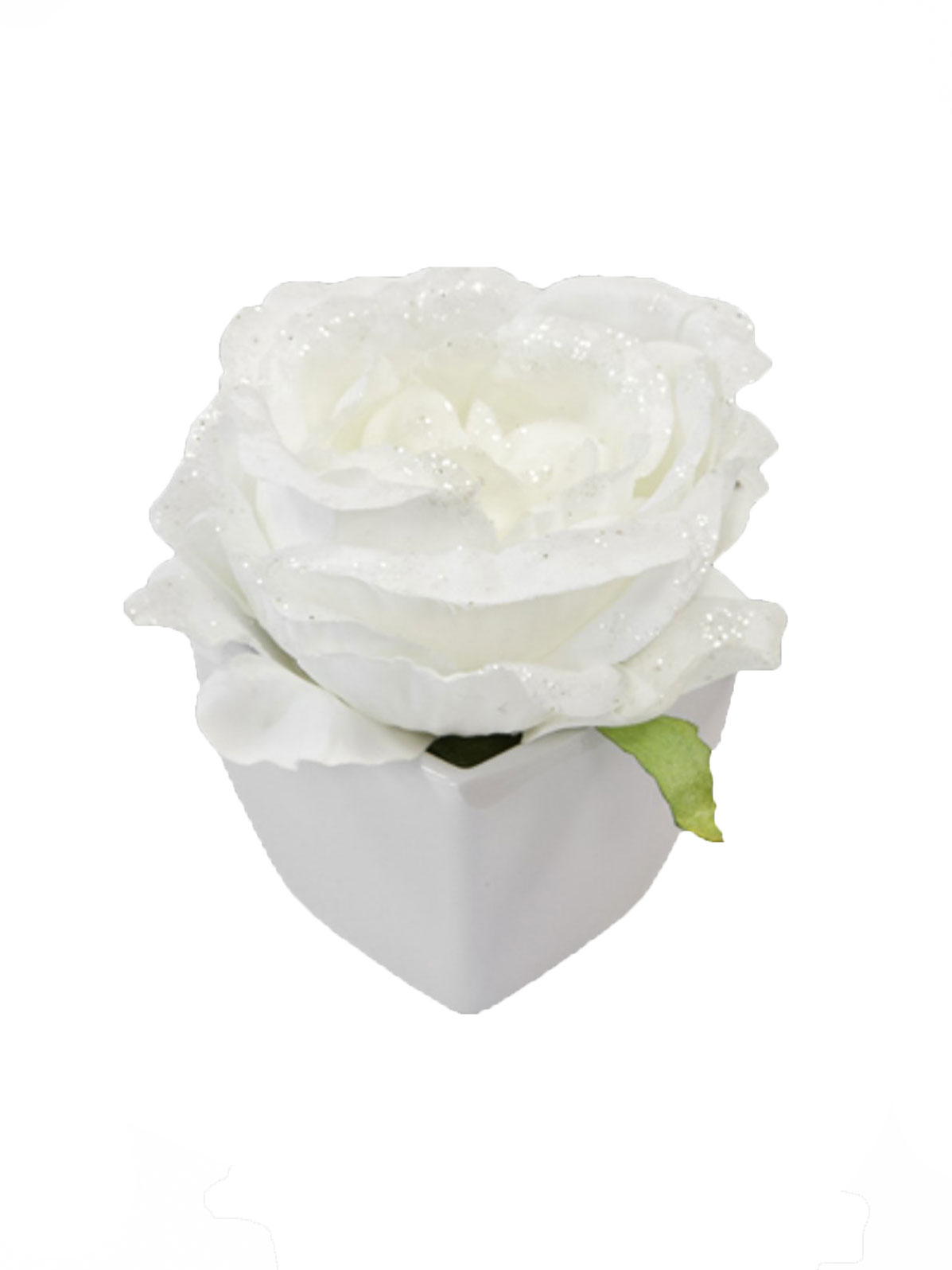 Kunstblume Rose Topf Weiß