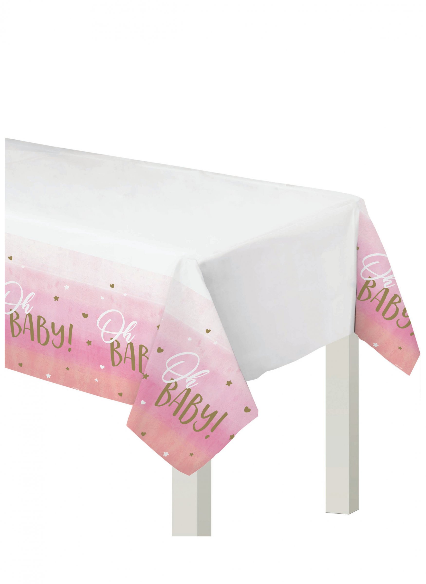 Kunststoff-Tischdecke Oh Baby Rosa und Gold 137 x 259 cm für Babyparty