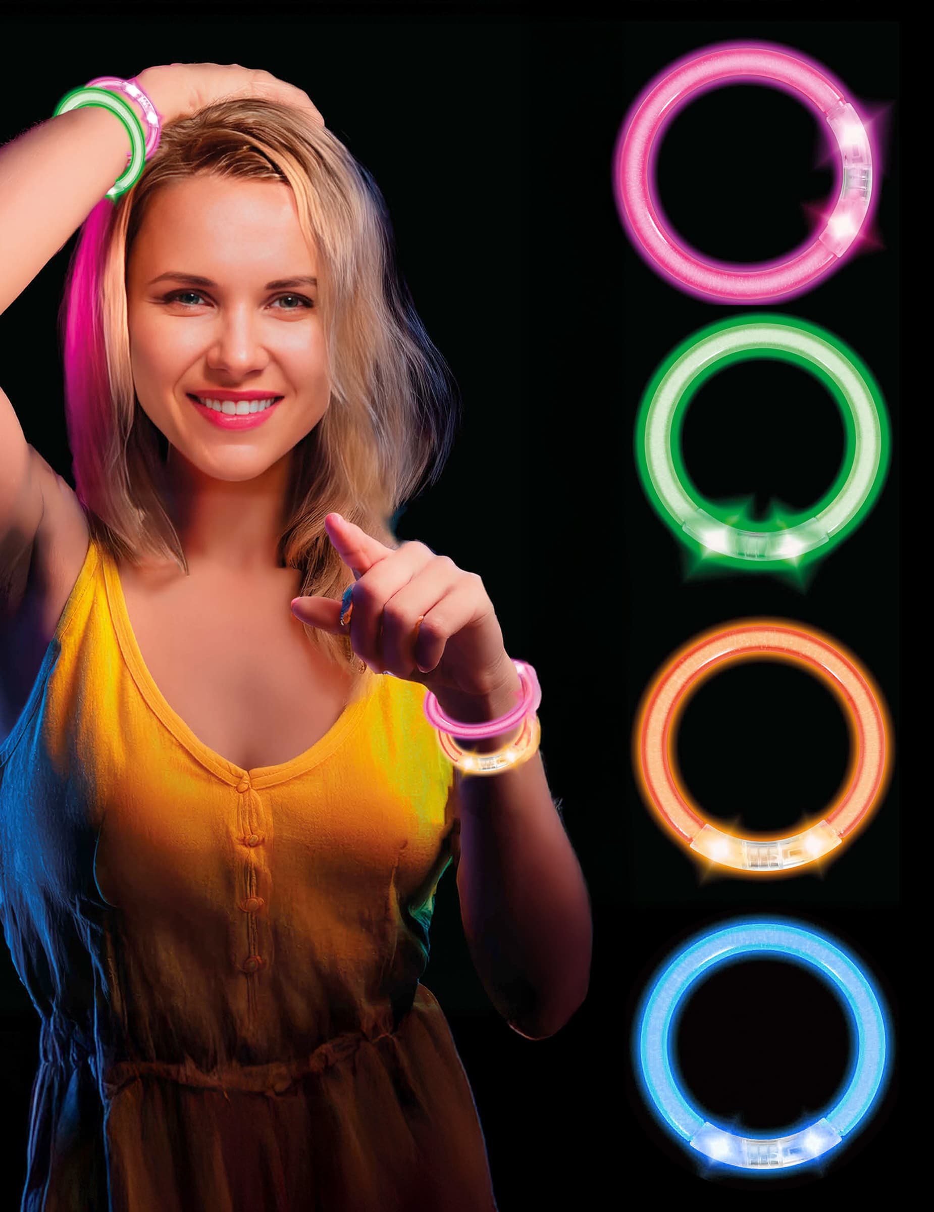 LED Armbänder Set – 4 Stück für Kinder und Erwachsene