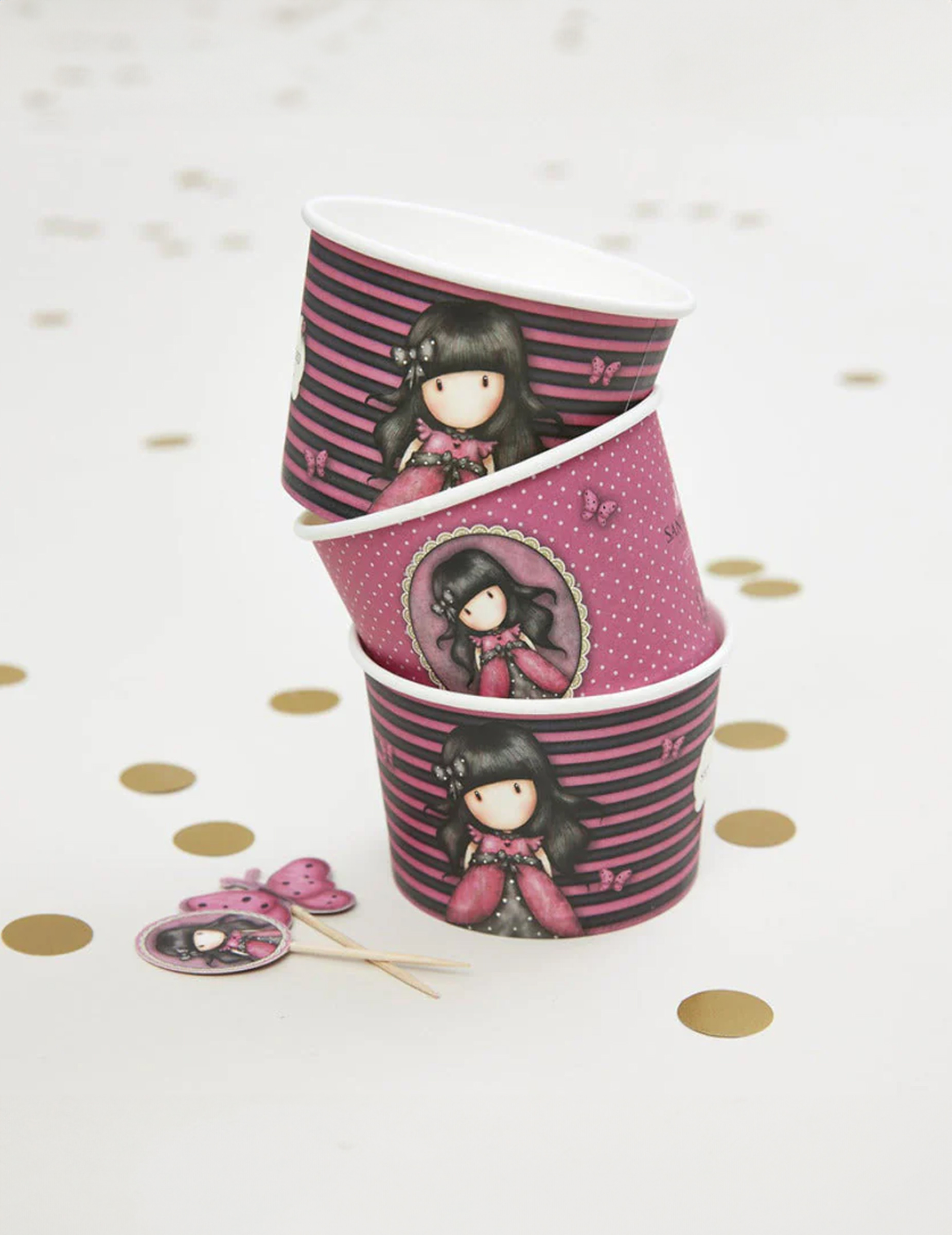 Ladybird Santoro-Behälter Partydeko 8 Stück rosa-schwarz ml