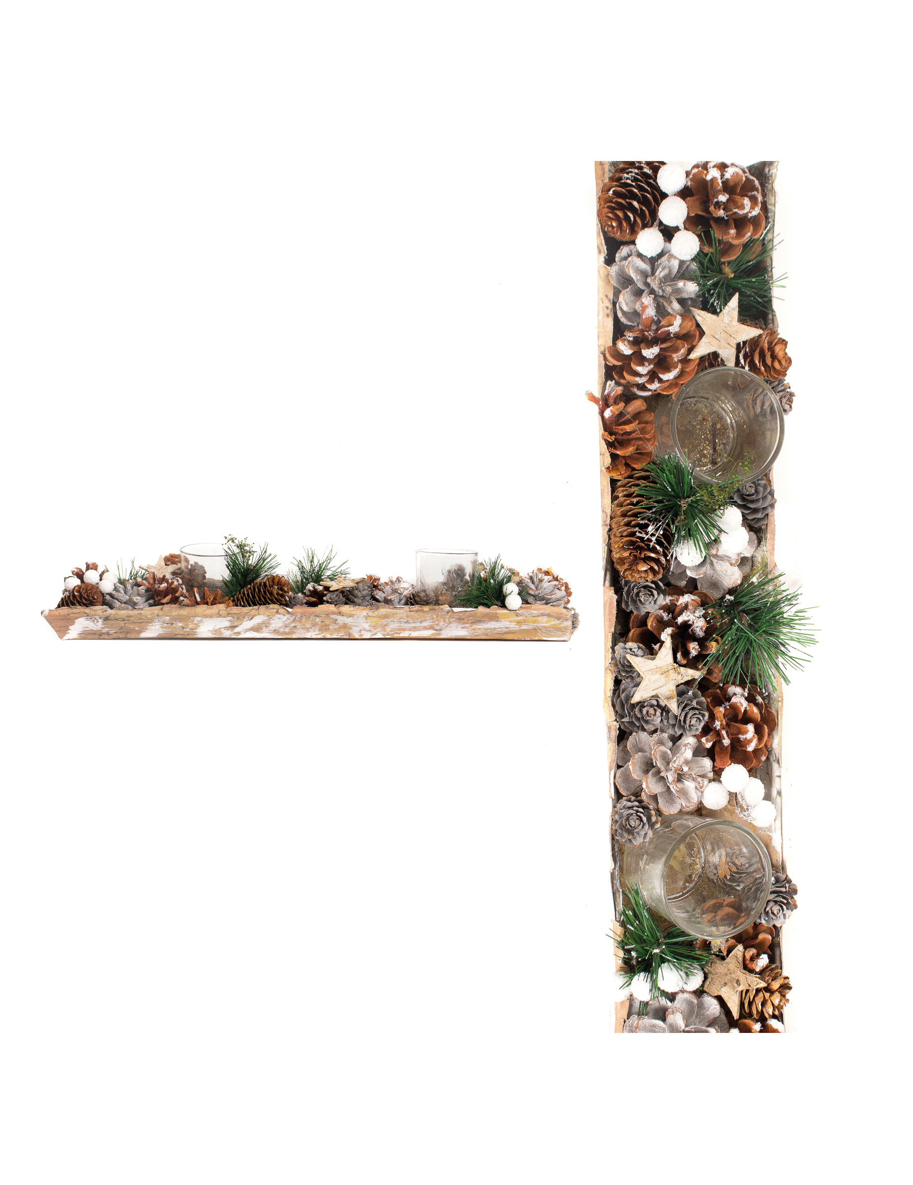 Länglicher Kerzenständer für Weihnachten bunt 45 cm