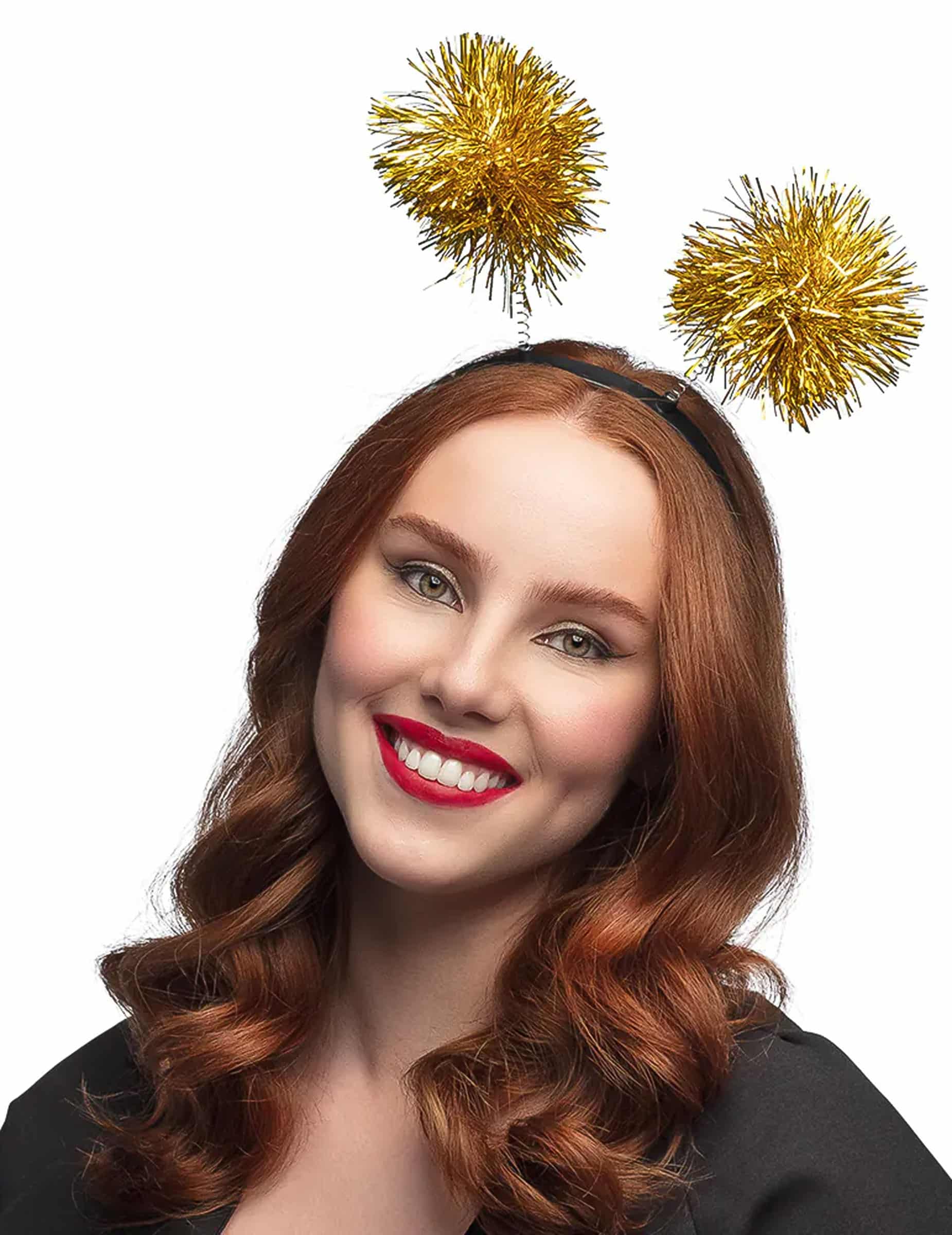 Lametta Pompon Haarreif Gold