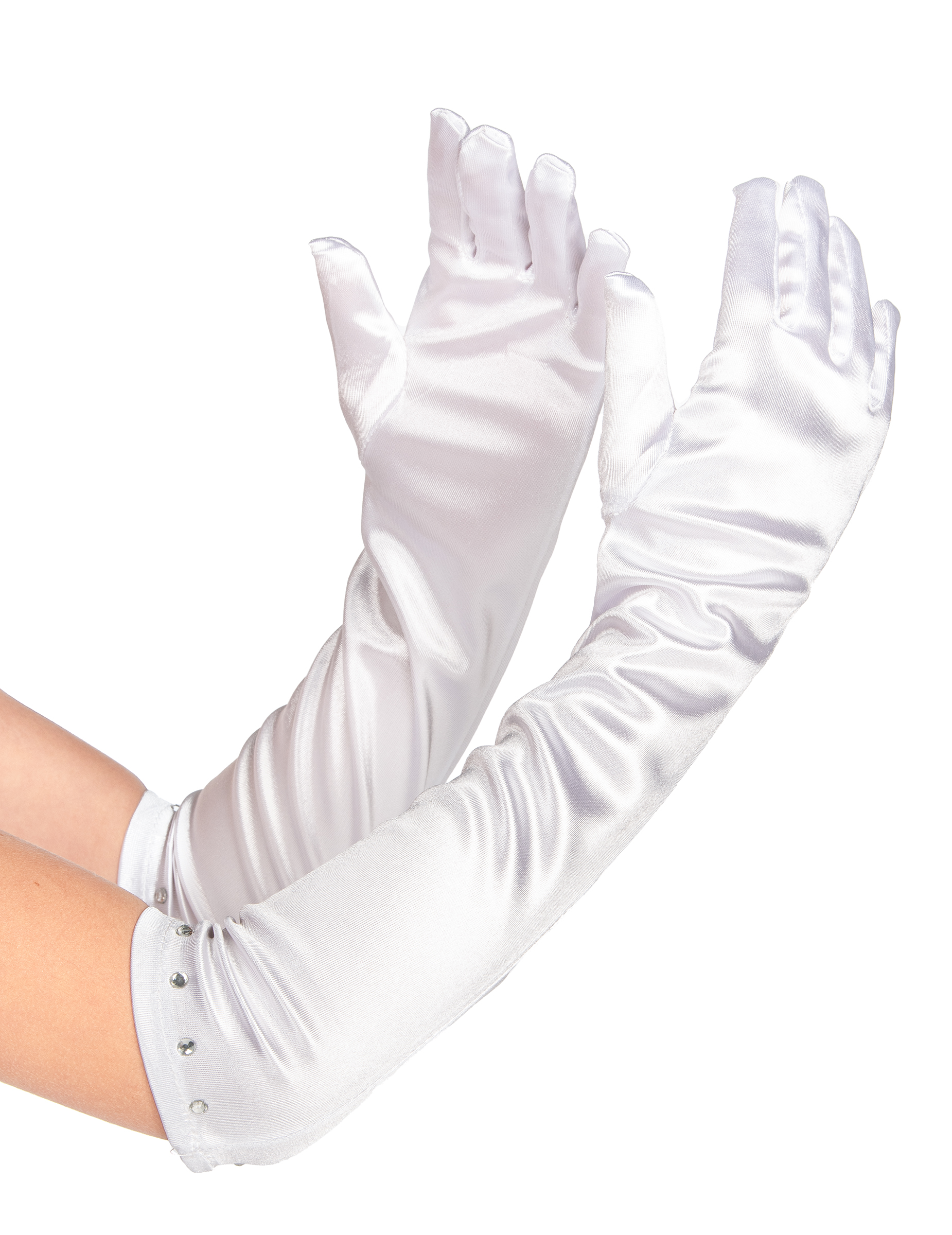 Lange Handschuhe für Kinder weiss 40cm