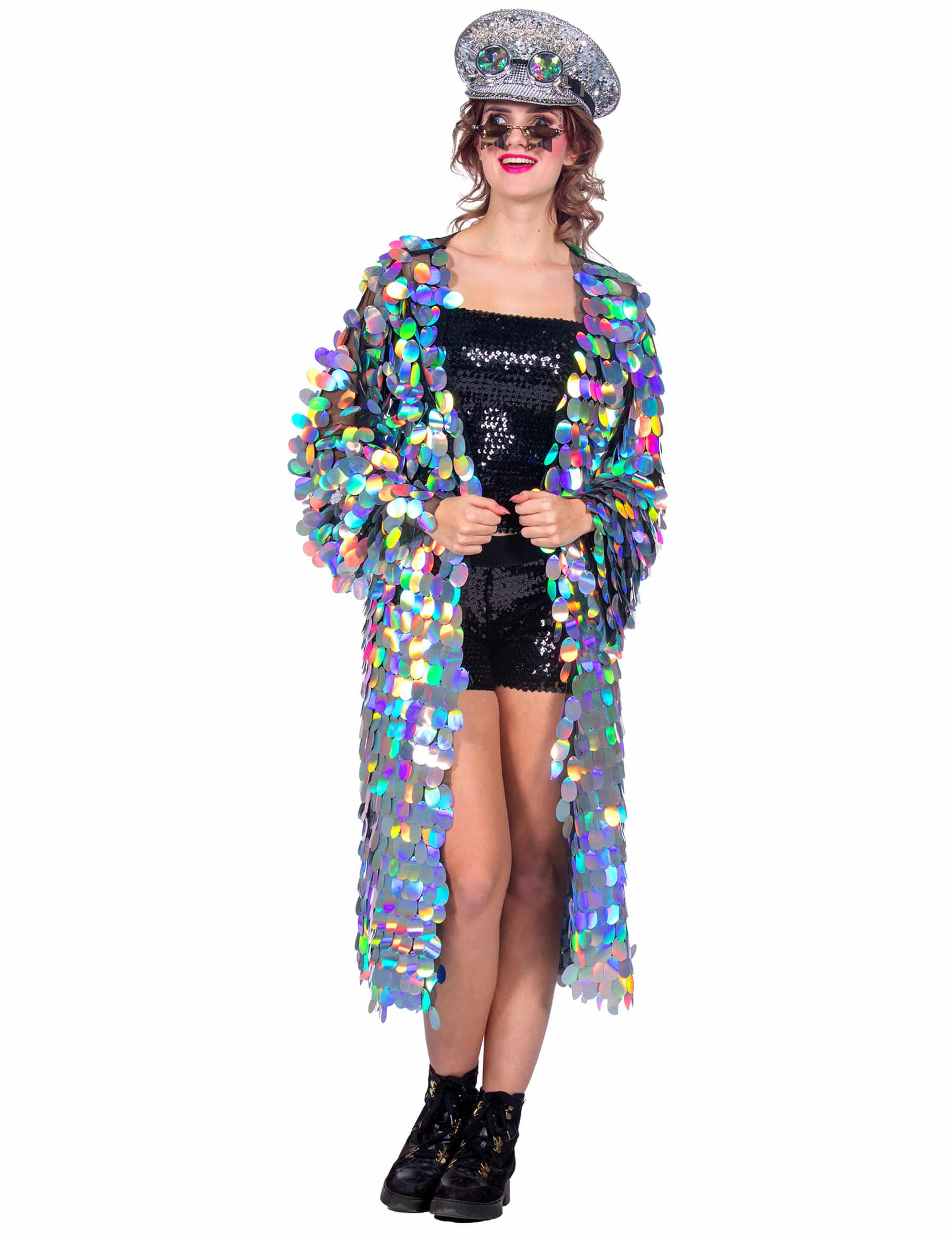 Lange Jacke mit großen Pailletten für Damen