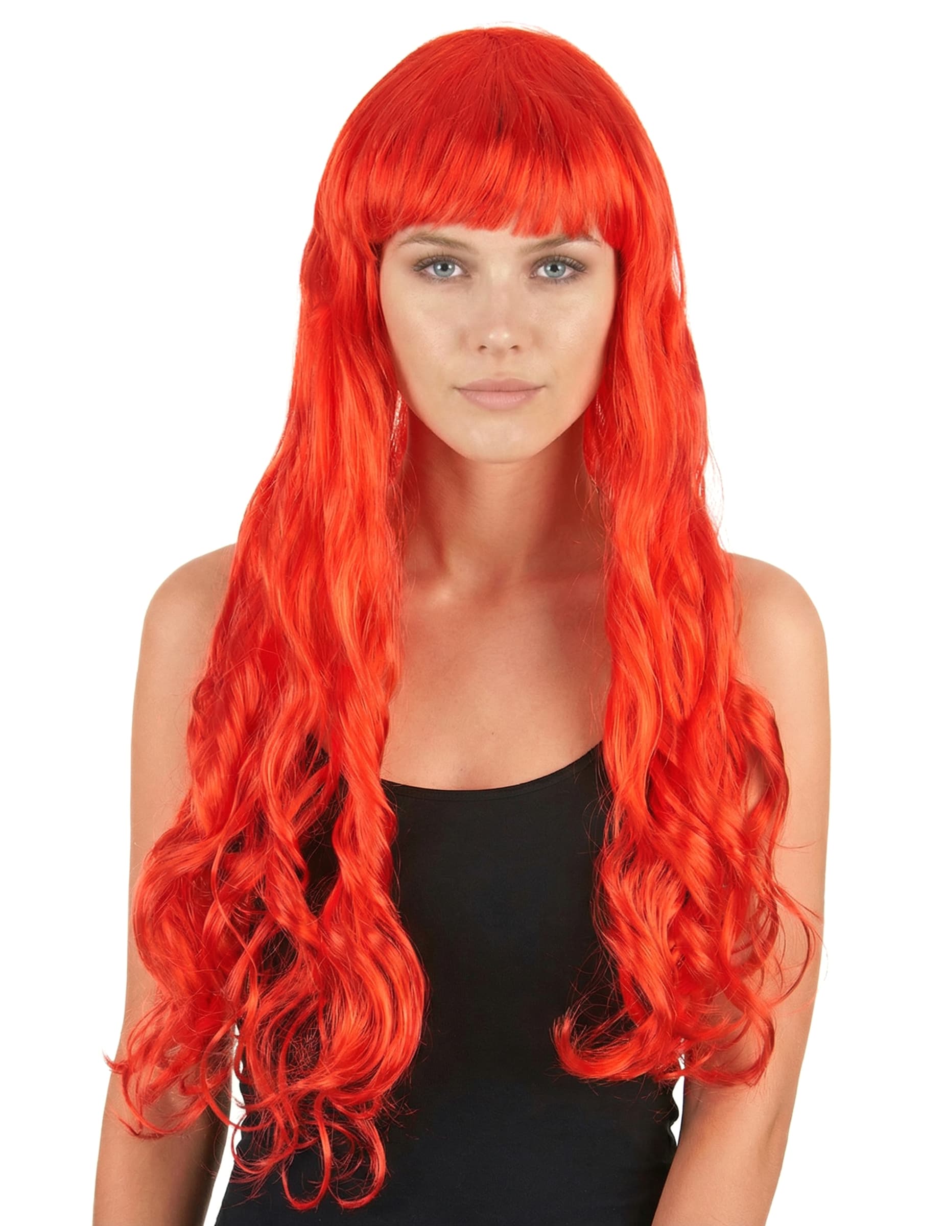 Langhaar Locken Pony Teufelin Perücke rot