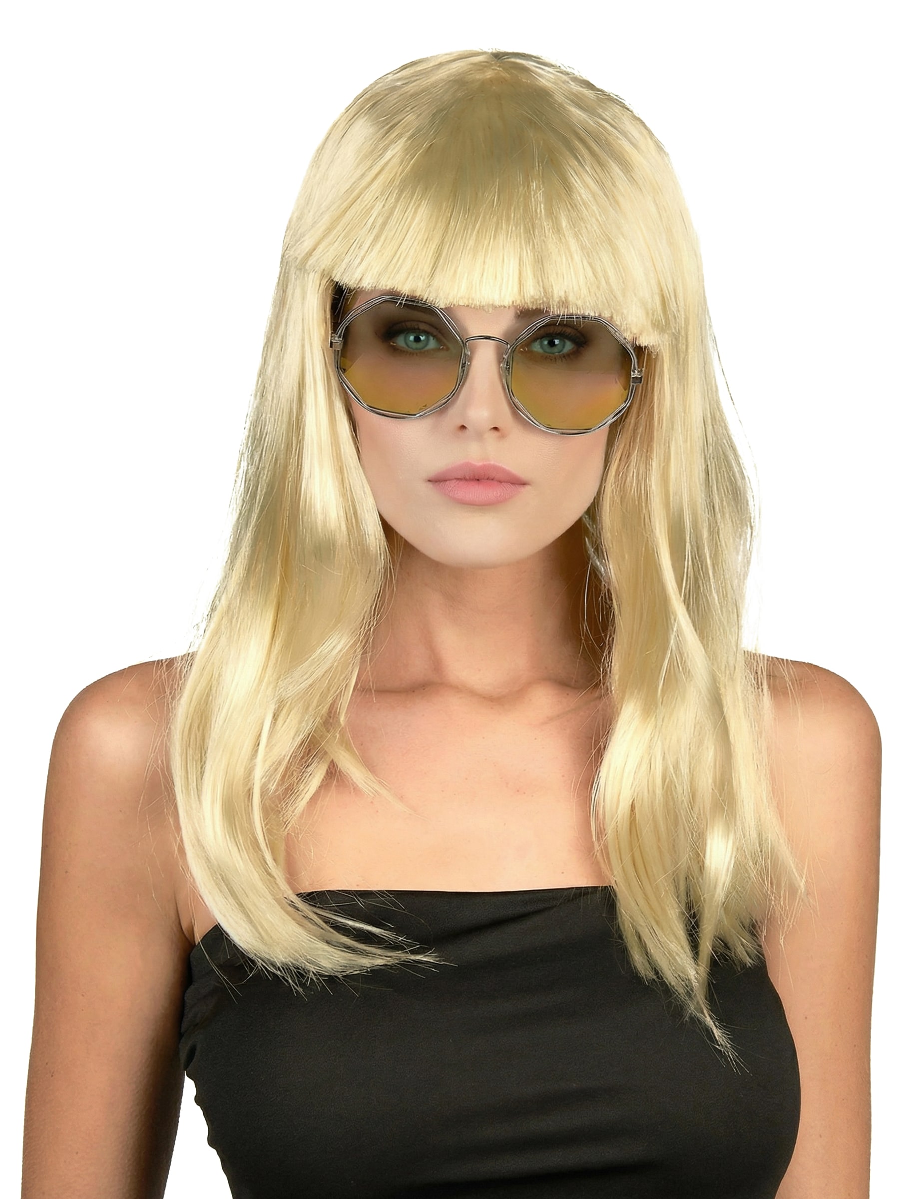 Langhaar-Perücke mit Pony glatt blond