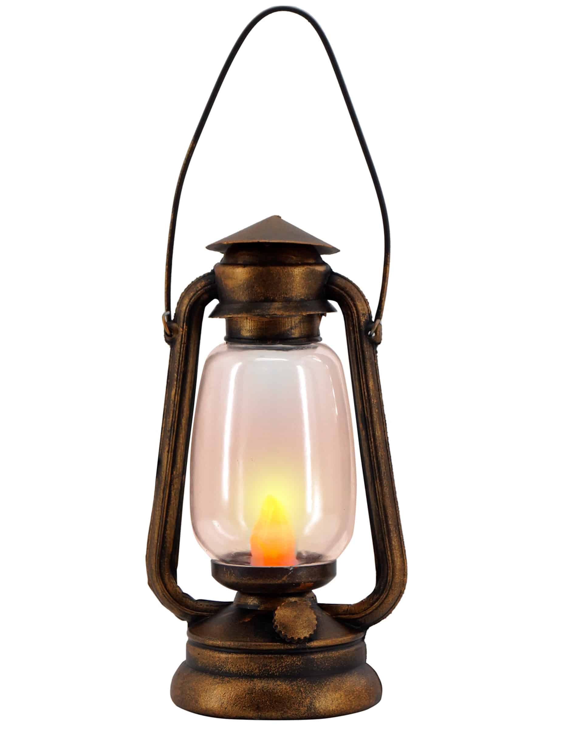 Laterne mit flackerndem Licht gold-transparent 33cm