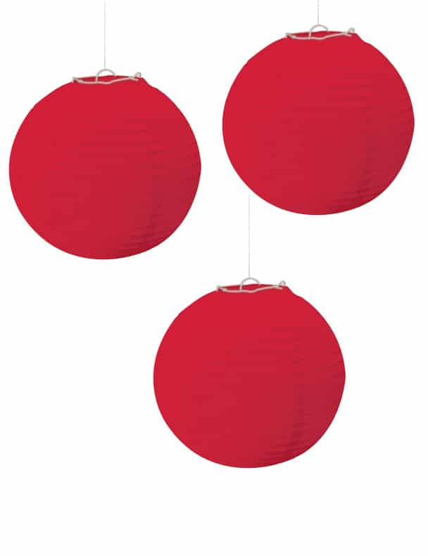 Laternen Party-Deko 3 Stück rot 24cm