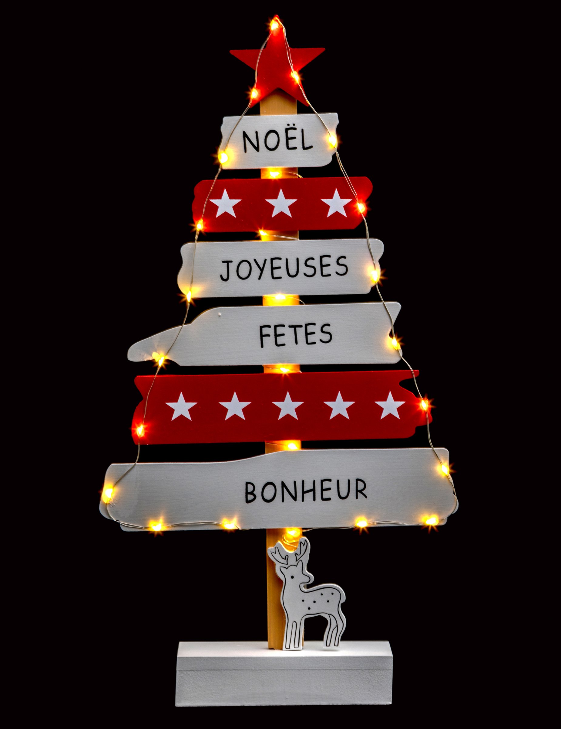 Leuchtbaum Rot Weiß Deko-Tannenbaum 50 cm