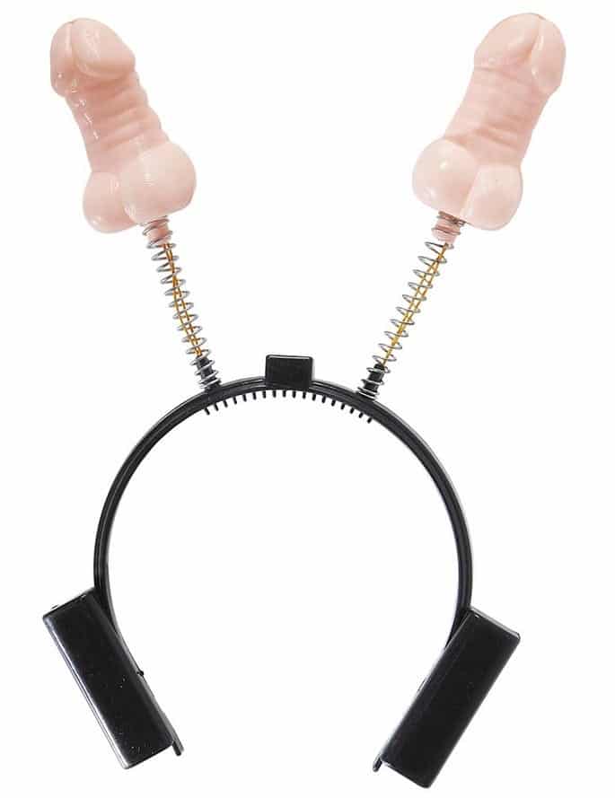 Leuchtender Penis Haarreif Junggesellinnenabschied beige-schwarz