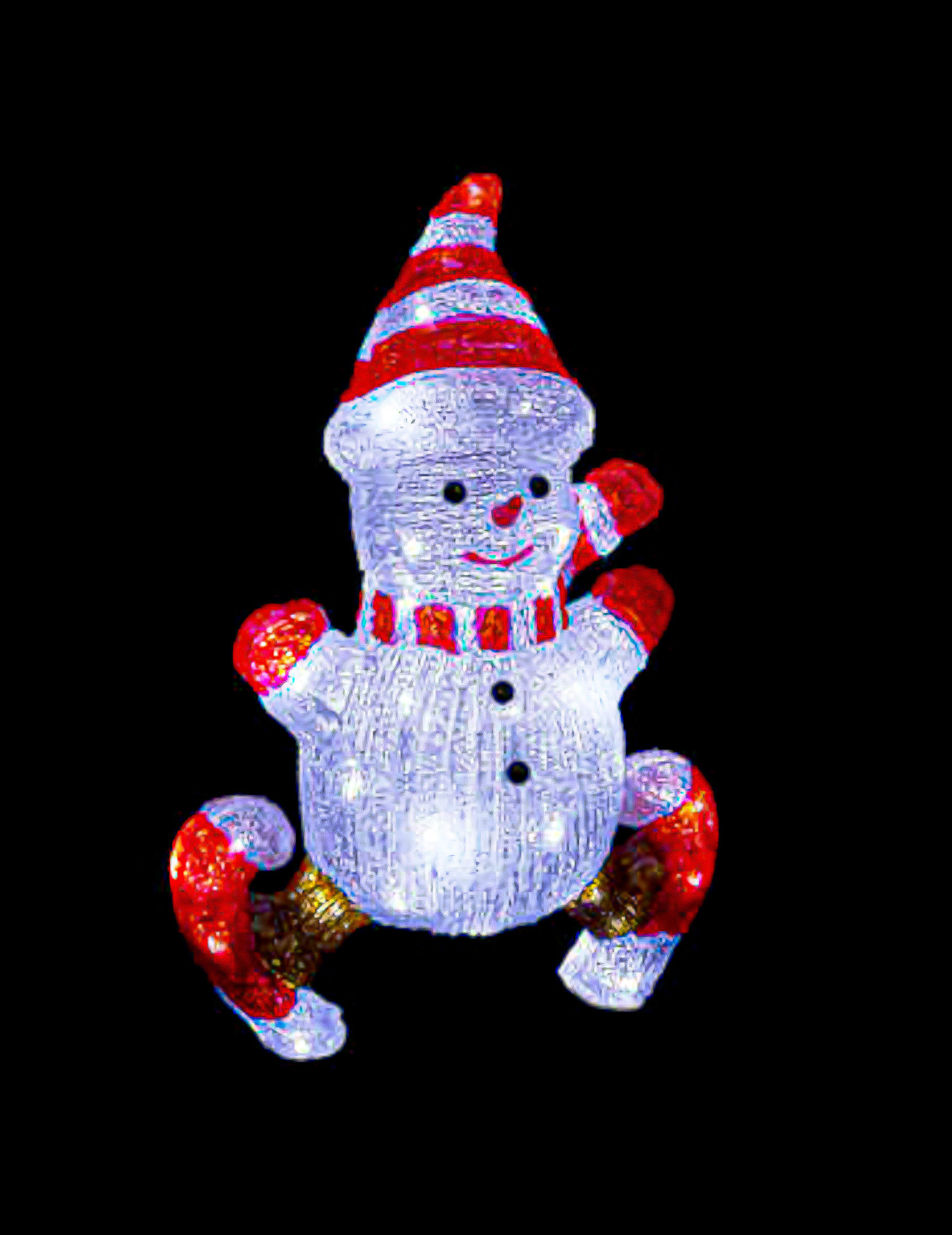 Leuchtender Schneemann auf Schlittschuhen 50 cm LED