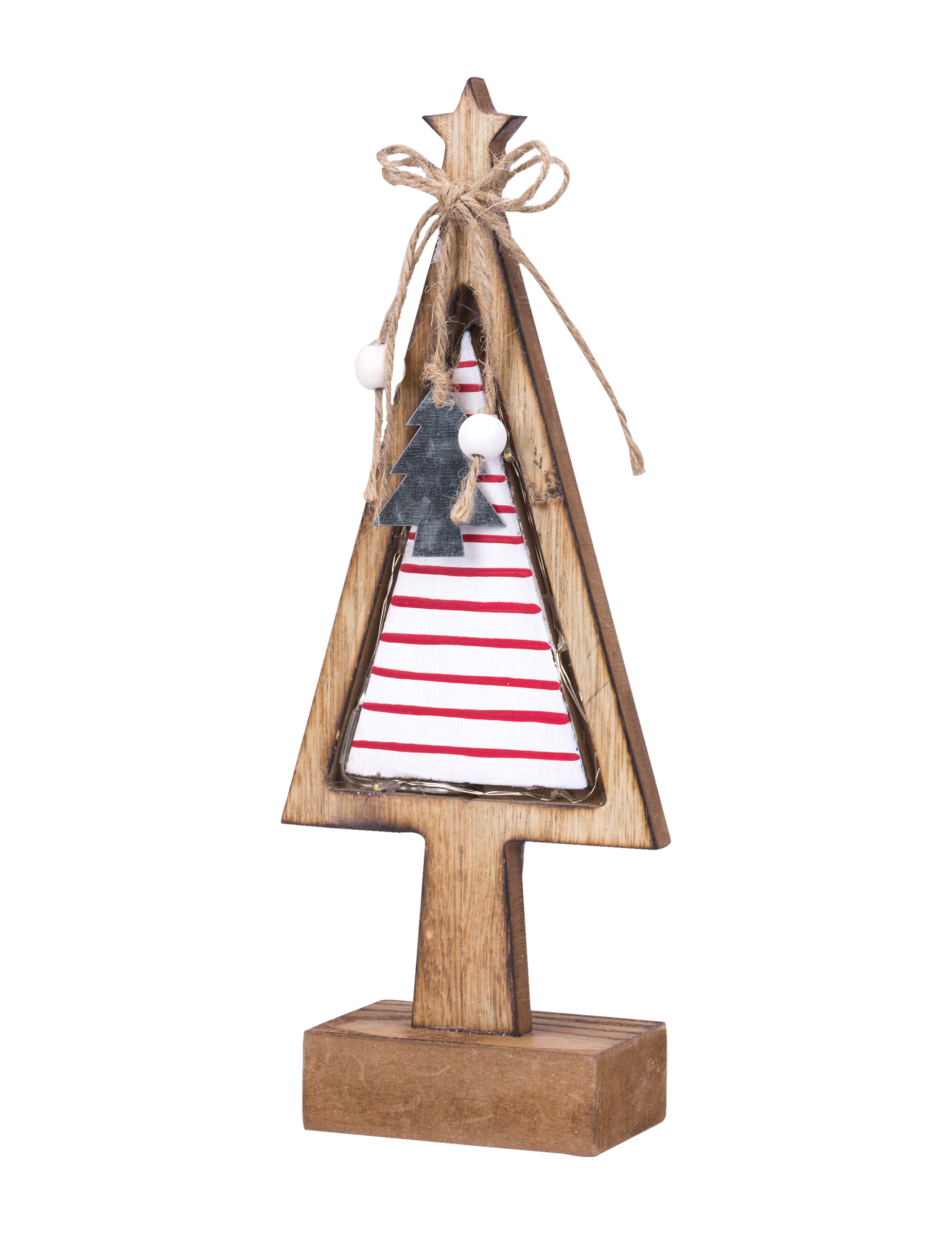 Leuchtender Tannenbaum auf Holzsockel 27 cm Weihnachtsdeko