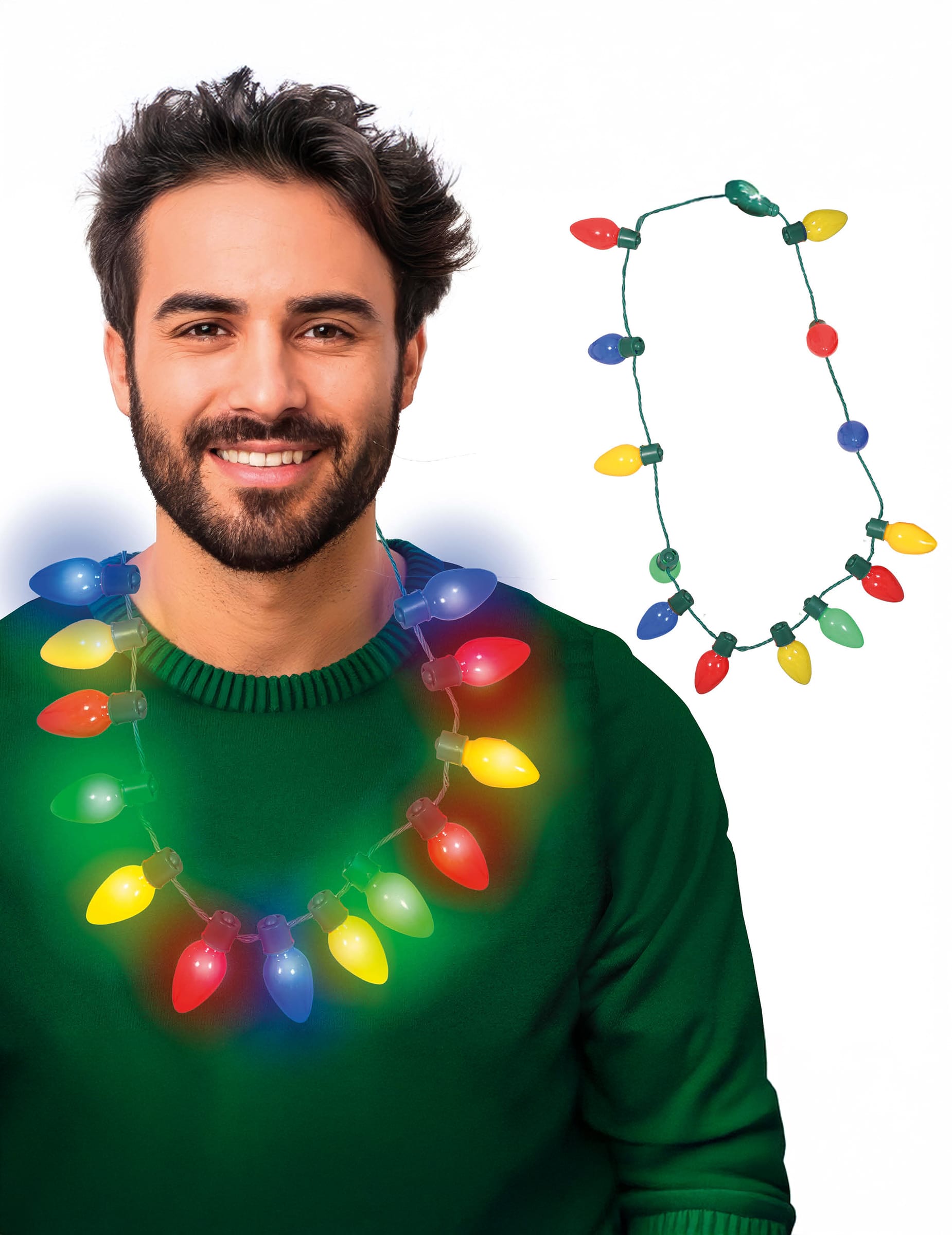 Lichterketten-Halskette für Erwachsene Weihnachten bunt