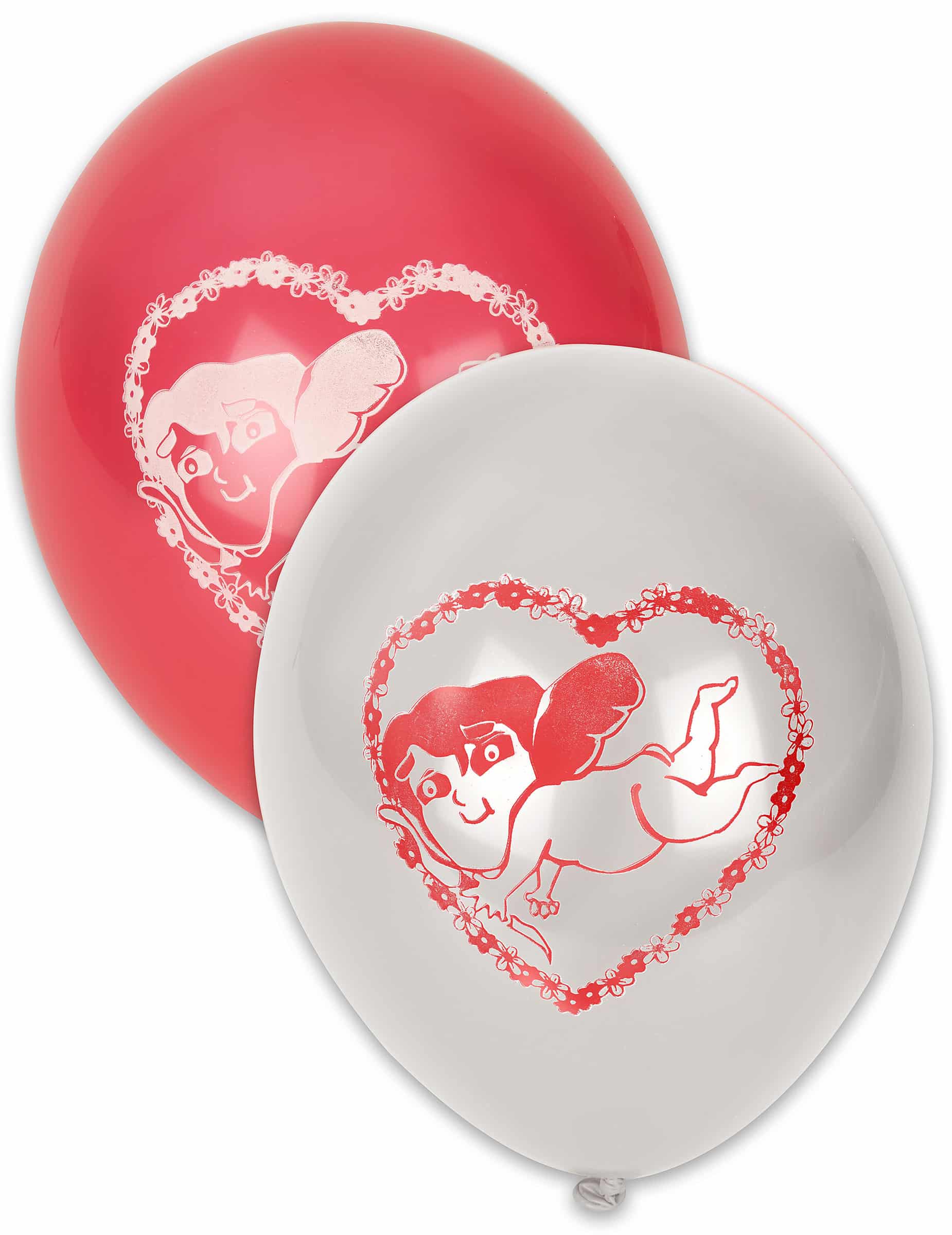 Liebesengel Luftballons Valentinstag-Deko 10 Stück rot-weiss