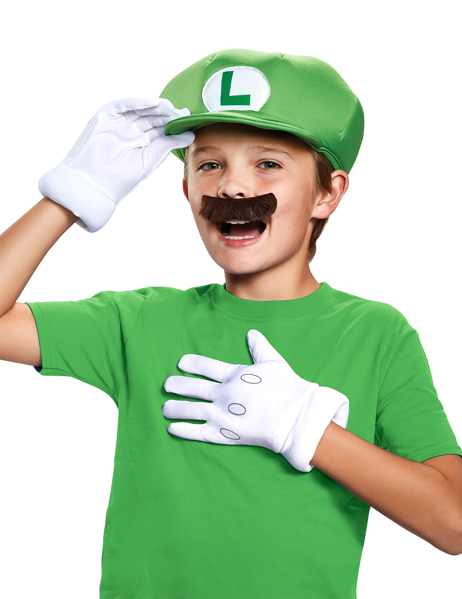 Luigi Accessoires-Set Mario Bros. Set für Kinder 4-teilig grün-weiss-schwarz