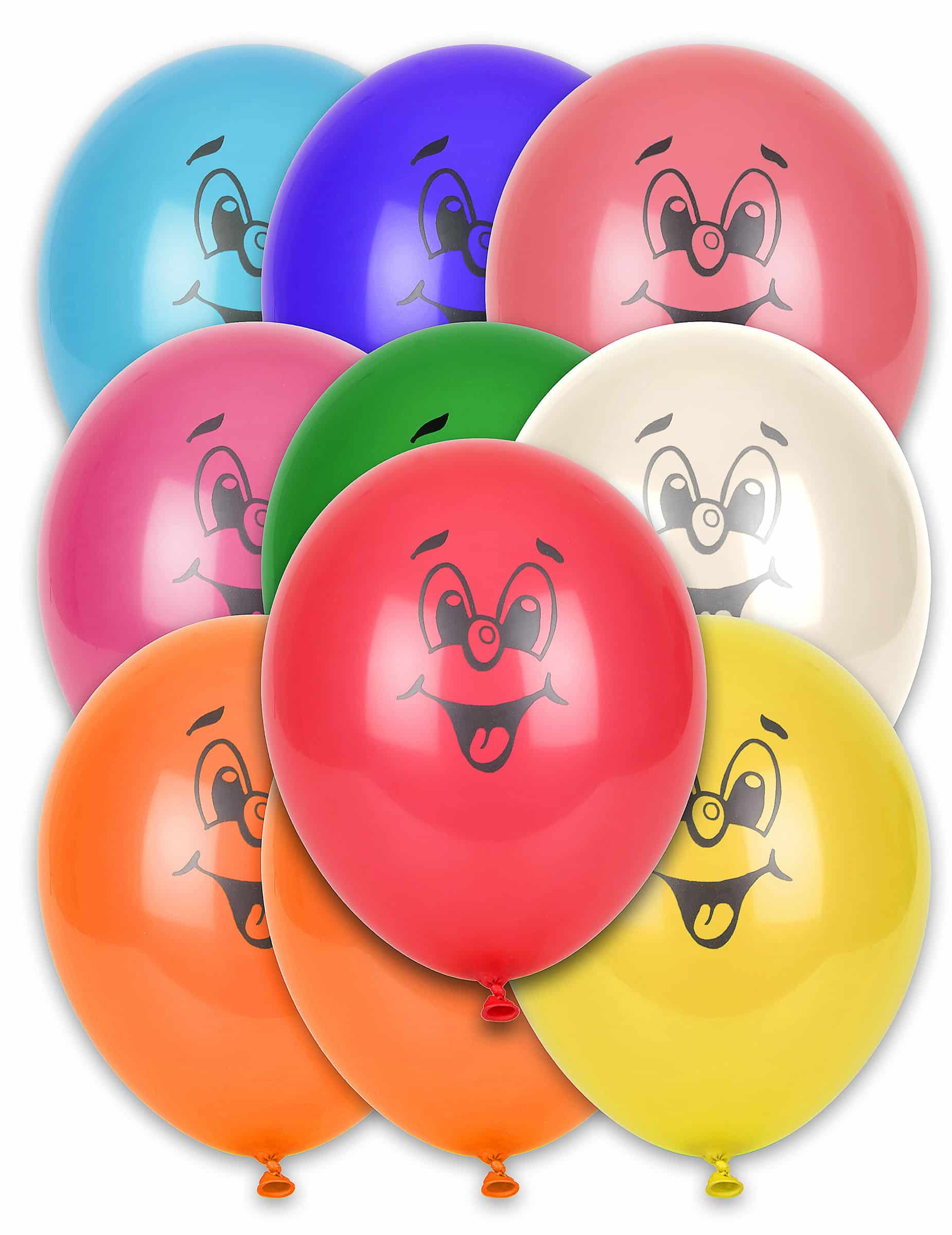 Lustige Gesichter Party-Luftballons 10 Stück bunt 27cm