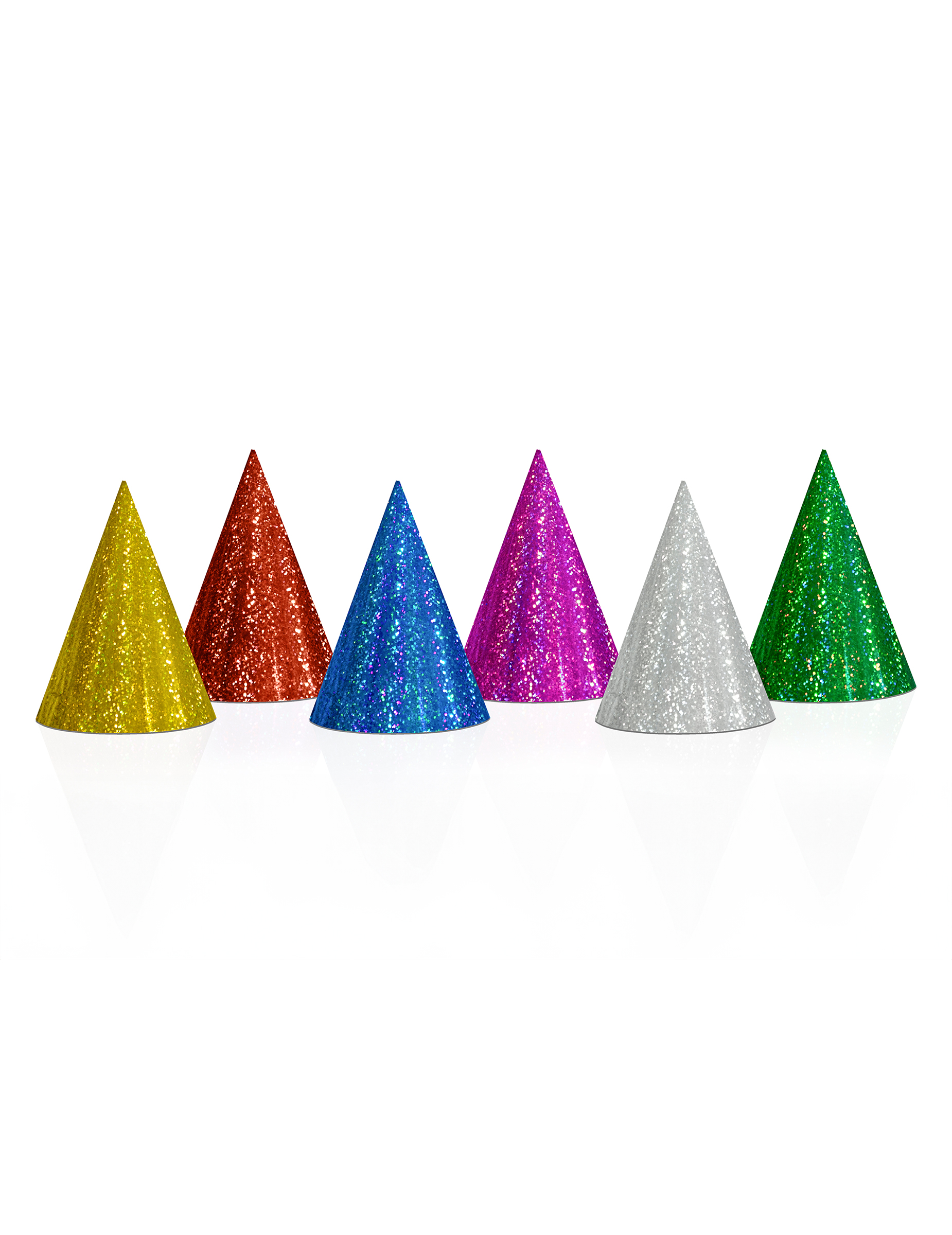 Lustige Partyhüte im Metallic-Look 20 Stück bunt 10 cm