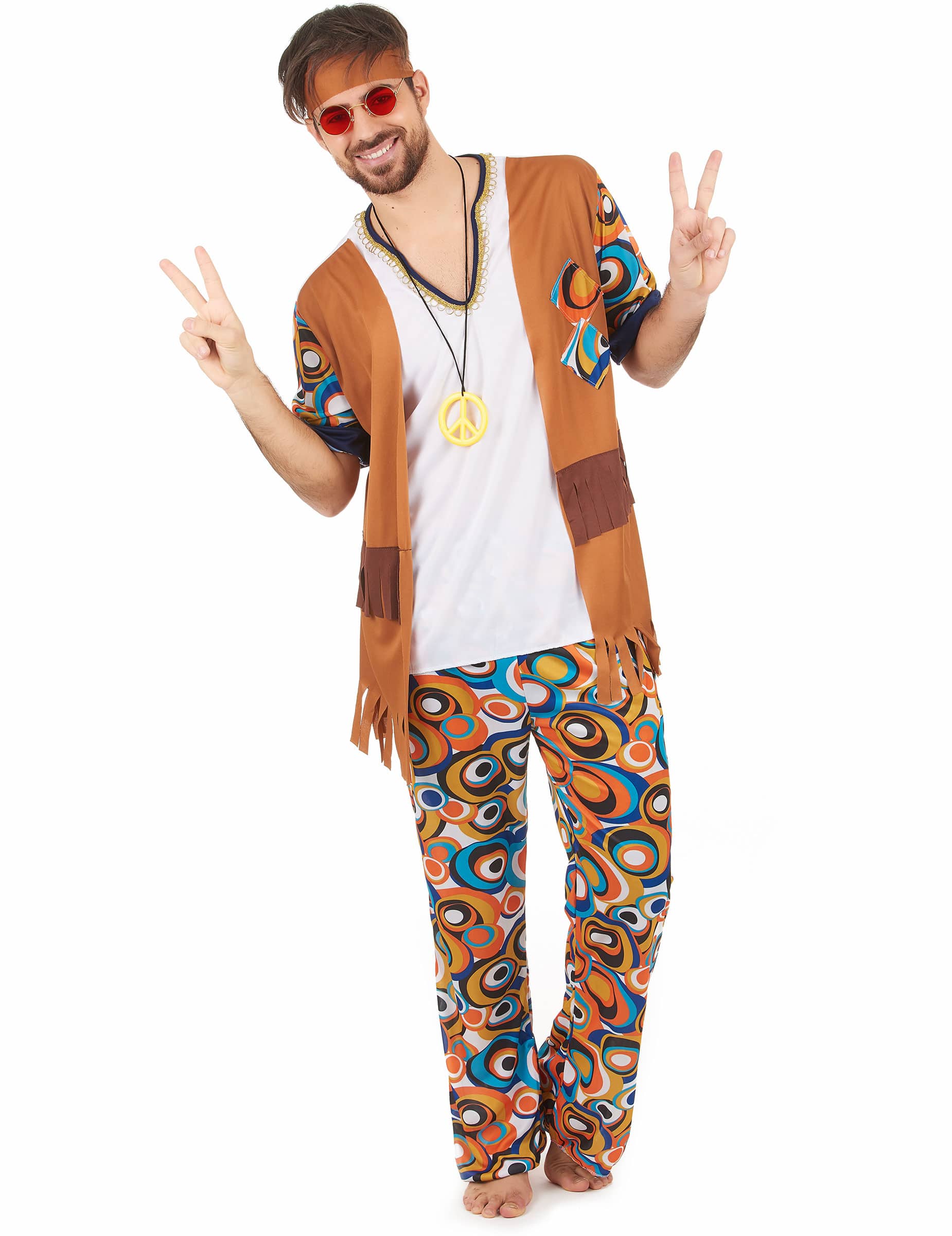 Lustiges Hippie Herrenkostüm bunt
