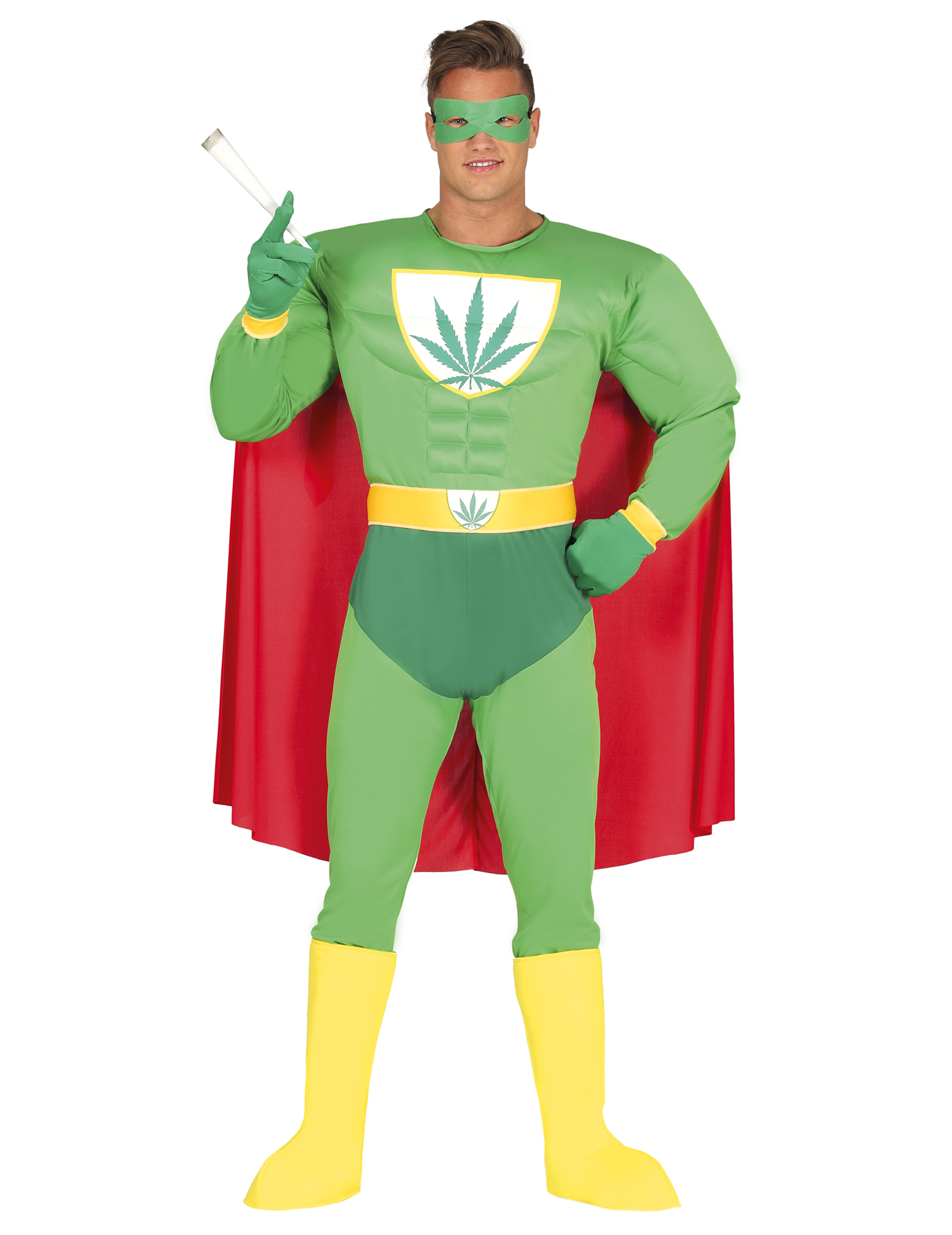 Lustiges Superheldenkostüm Cannabis grün-gelb-rot