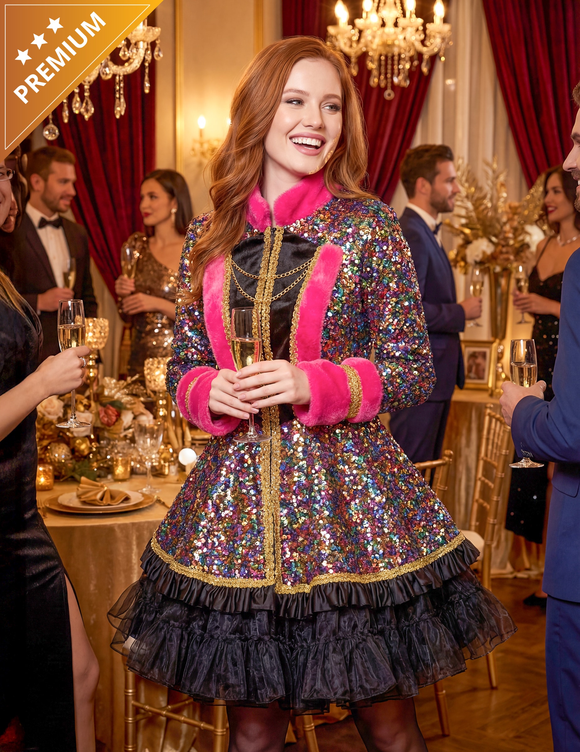Luxuriöse Damenjacke mit bunten Pailletten