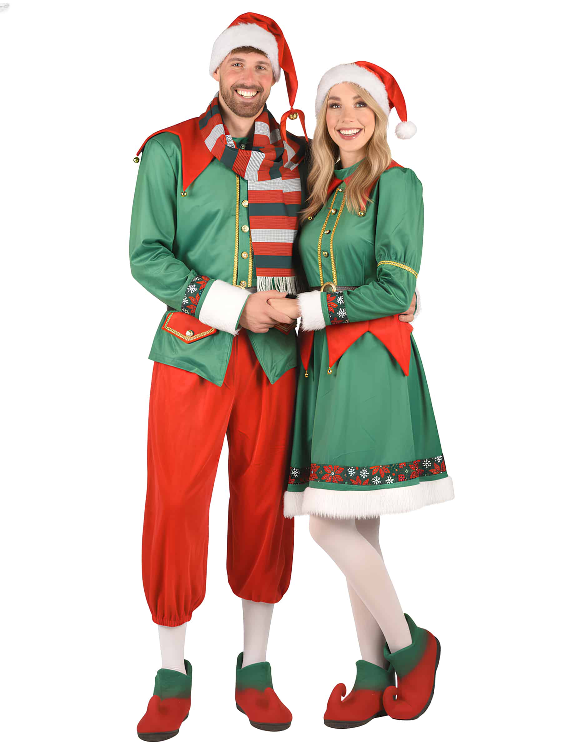 Luxuriöses Weihnachtselfen-Paarkostüm für Erwachsene