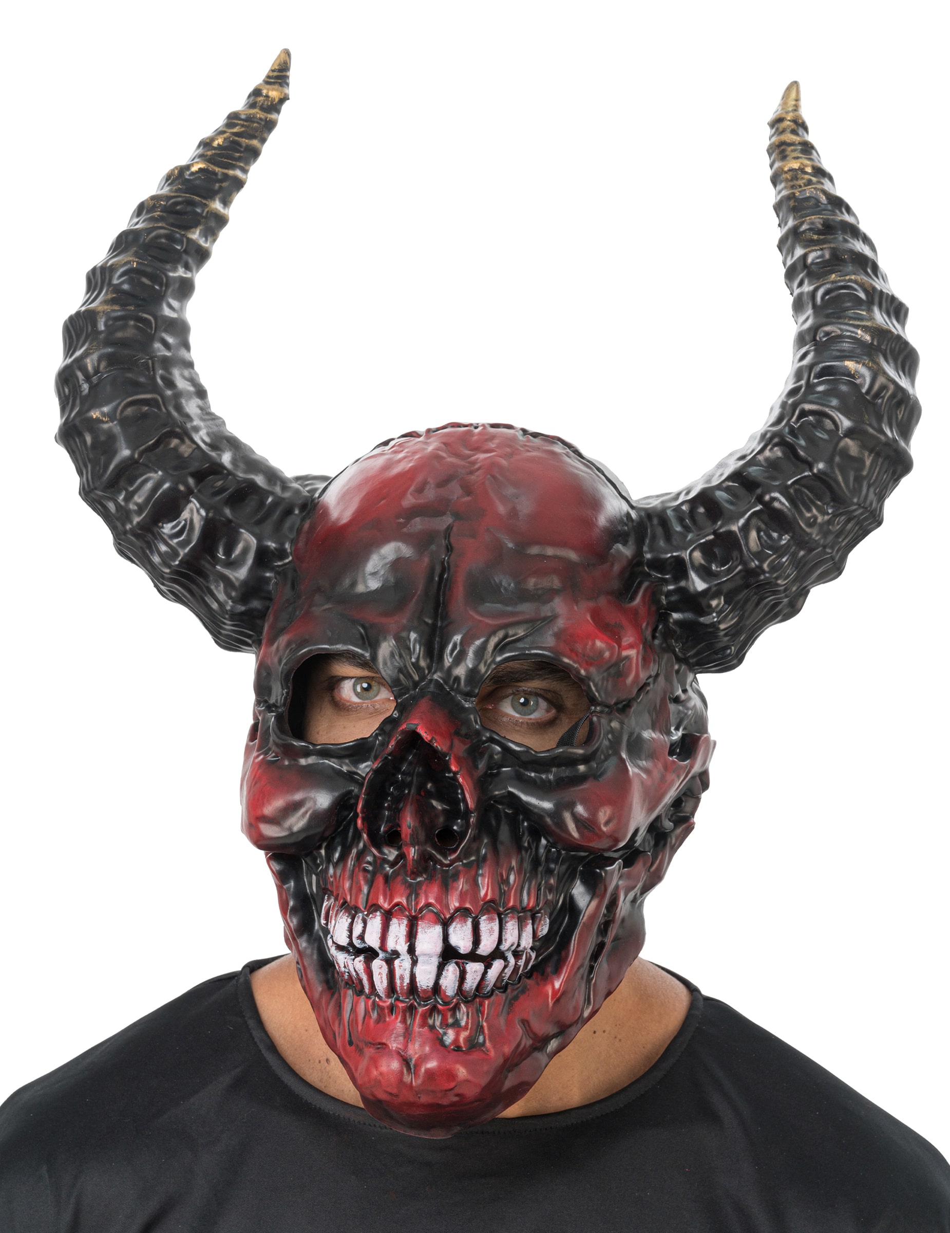 Luxus Dämonen-Skelett-Maske schwarz und rot Erwachsene