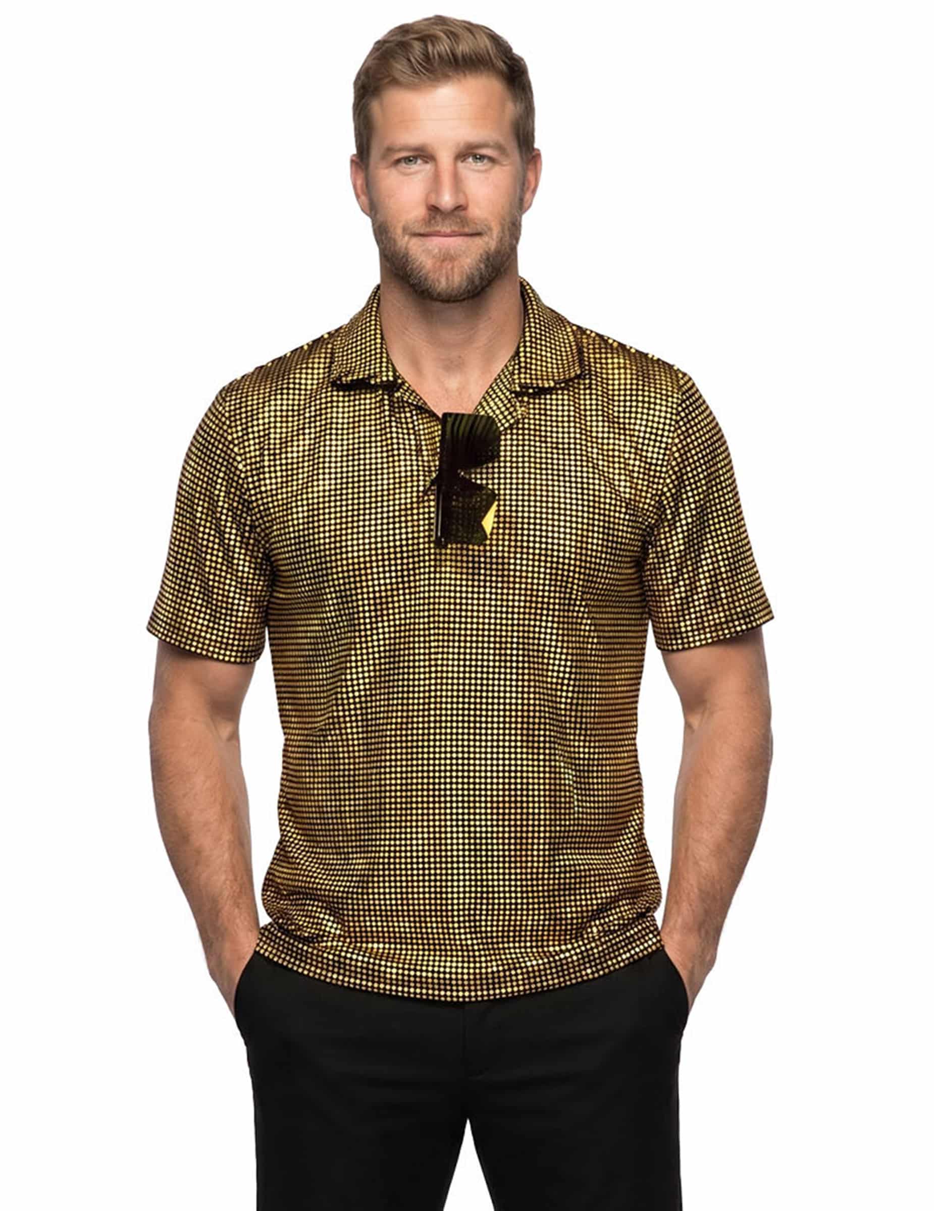 Luxus Herren Disco-Polo mit goldenen Pailletten