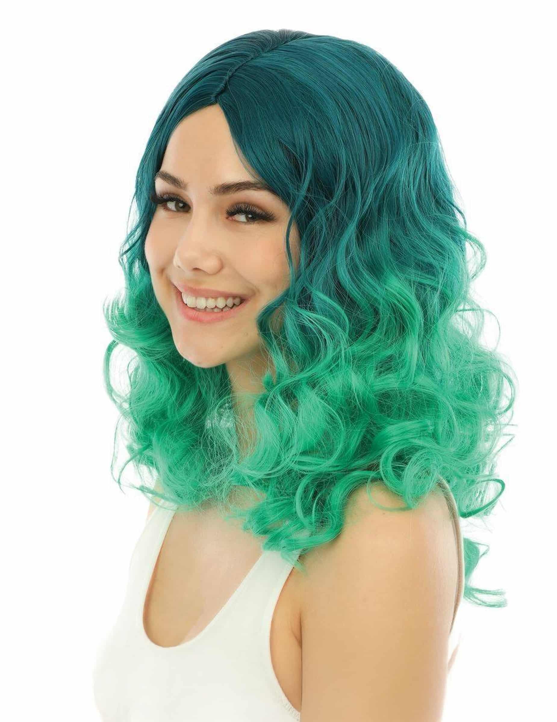 Luxus Tye-Dye Perücke für Damen grün